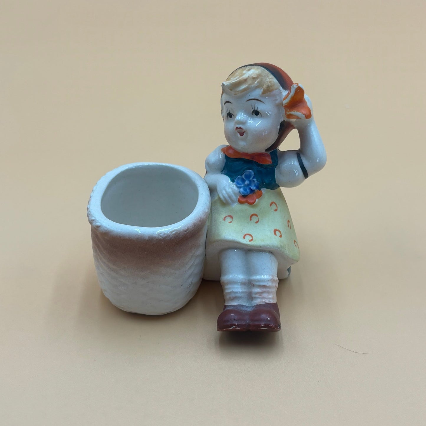 Vintage Japanese Girl with Bonnet Planter - Ceramic Trinket Dish