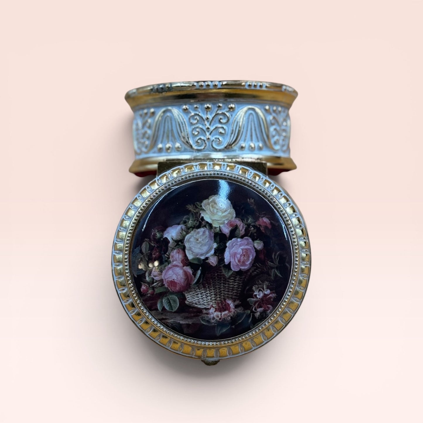 Vintage San Francisco Music Box Floral Trinket Box Plays I Will Wait For You