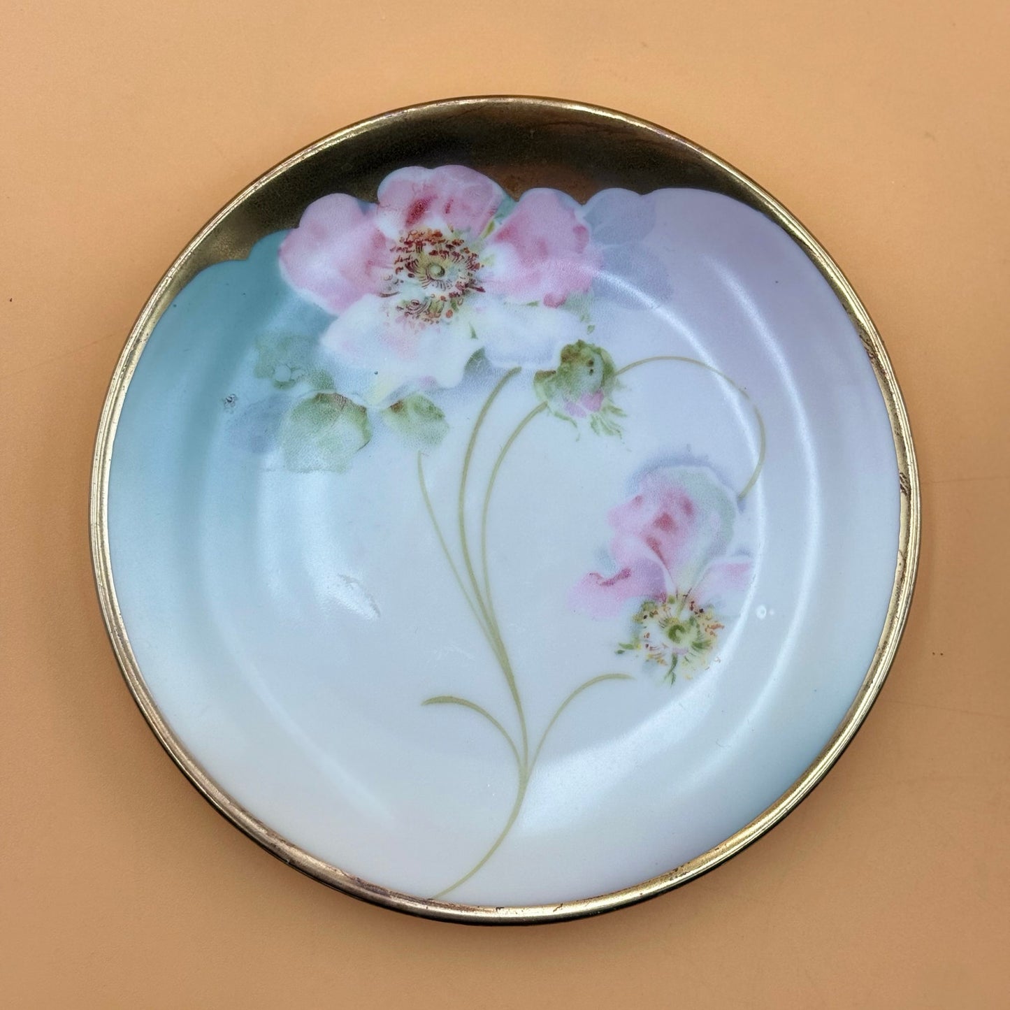 Antique PM Bavaria Hand-Painted Floral Porcelain Plate – 6”