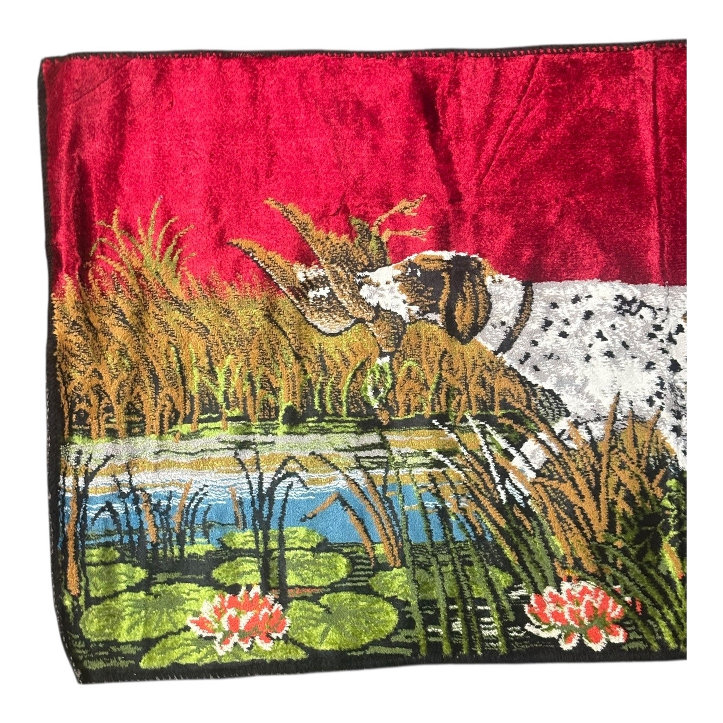 Italian Textile Wall Tapestry – Hunting Dog Scene by P & C Co., Made in Italy