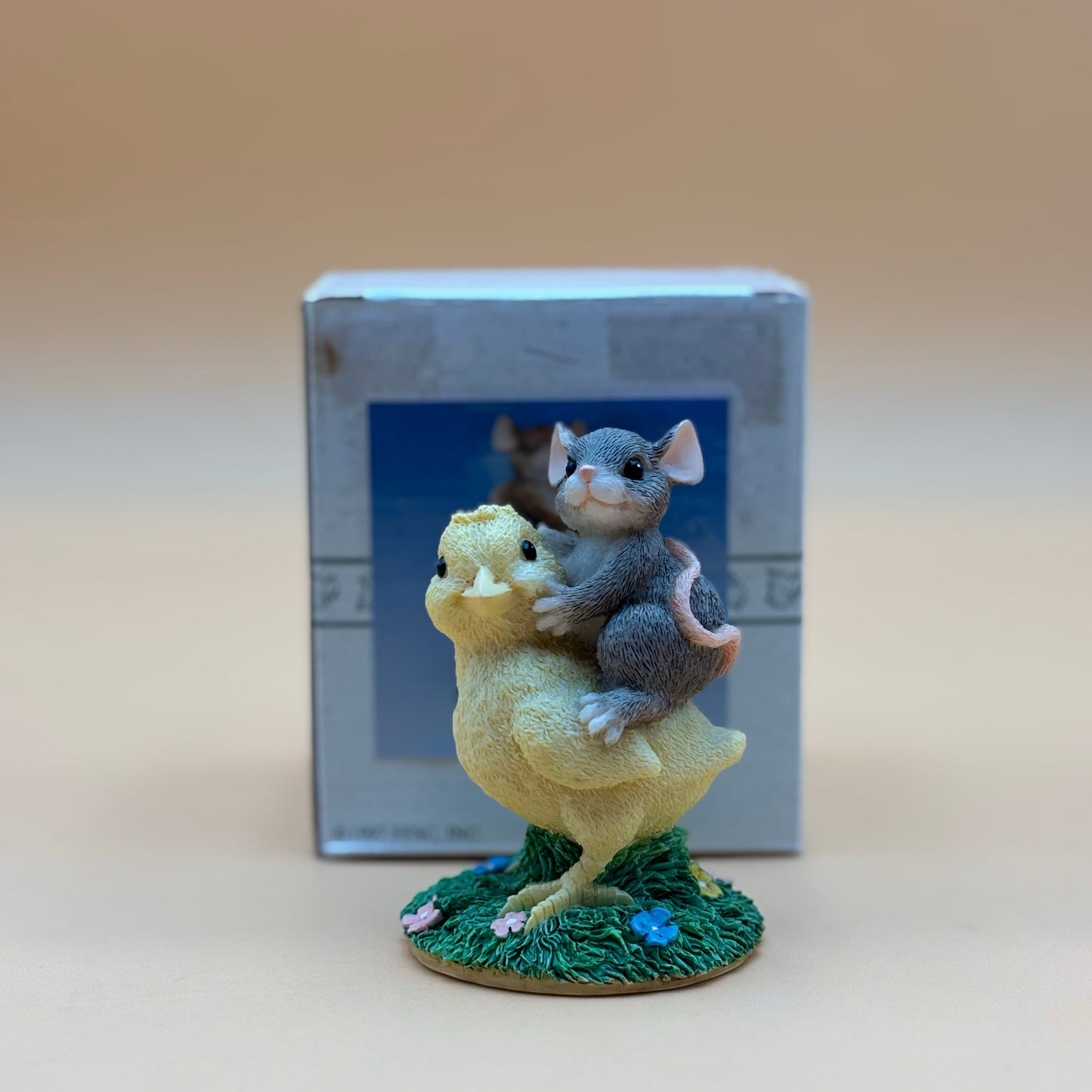 Charming Tails “Chickie Back Ride” Figurine with Box