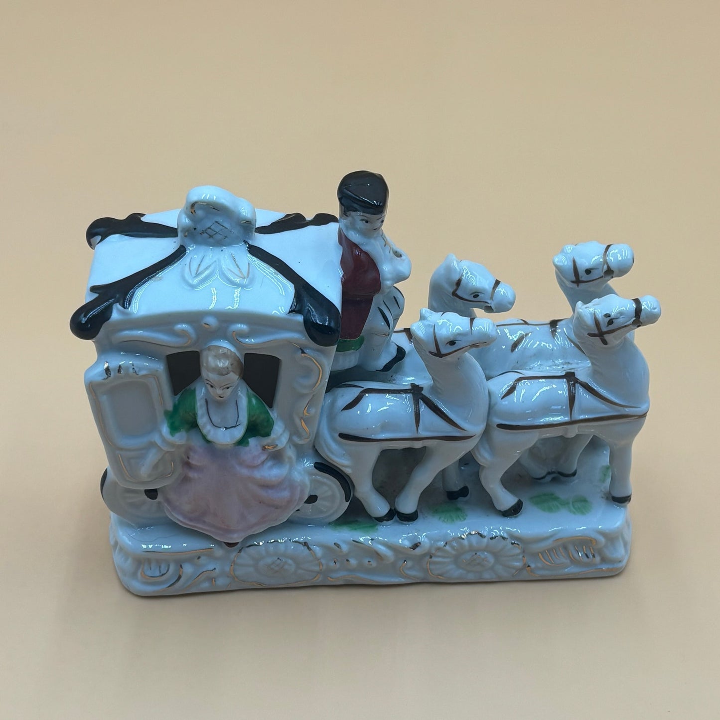 Vintage Thames Hand Painted Horse & Carriage Figurine - Made in Japan