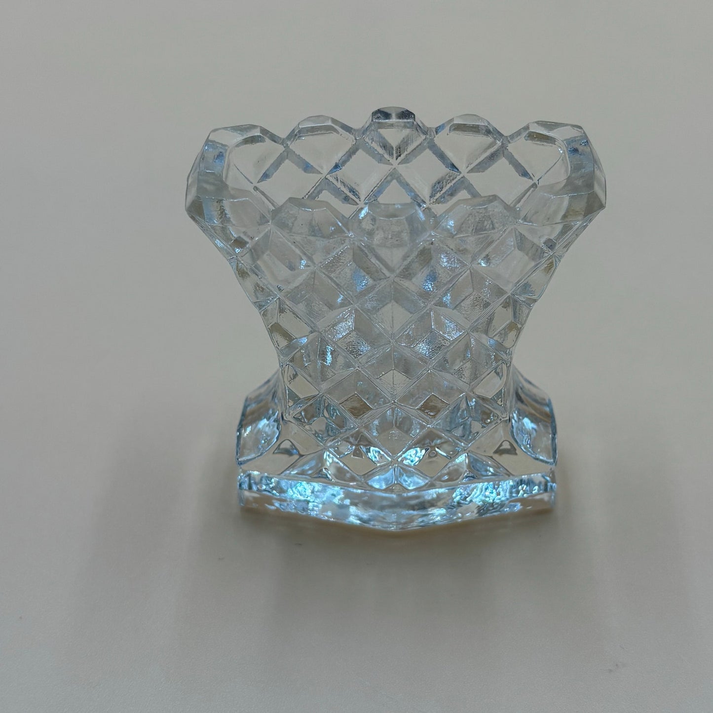 Vintage Diamond-Cut Glass Toothpick Holder – 2 3/8” Tall – Flared Top