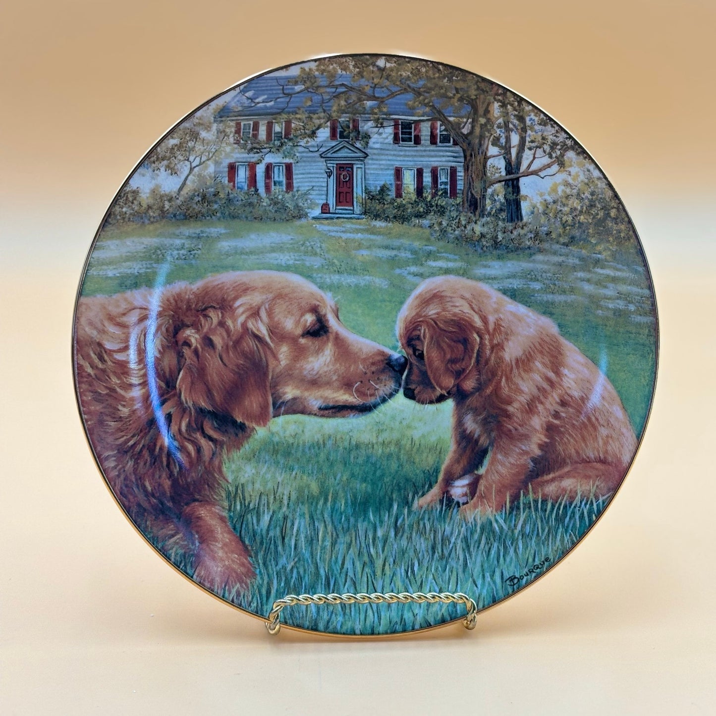 Golden Moment Collector Plate Golden Retrievers by Patricia Bourque