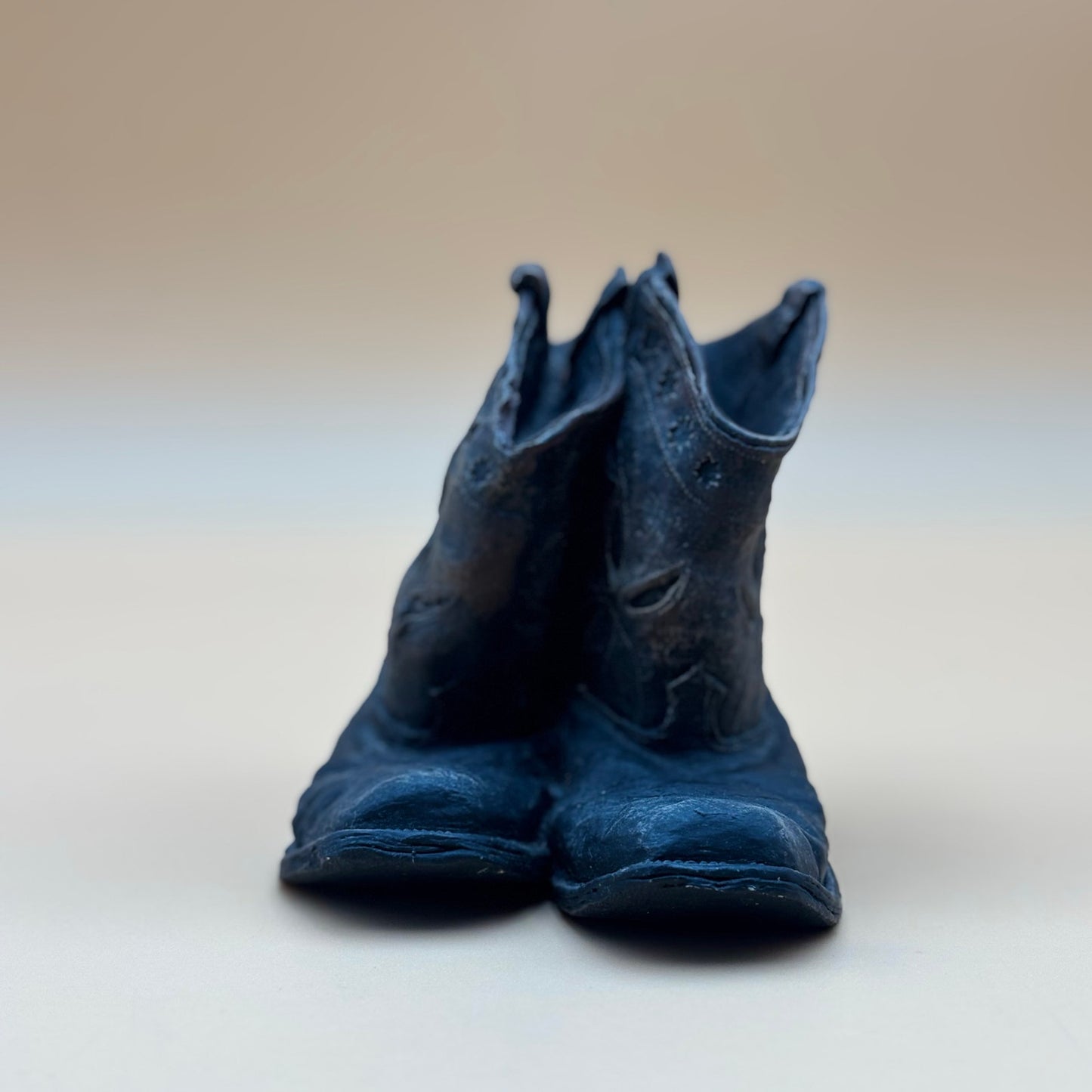 Cast Resin Vintage Rugged Childs Cowboy Boot Paperweight Pair