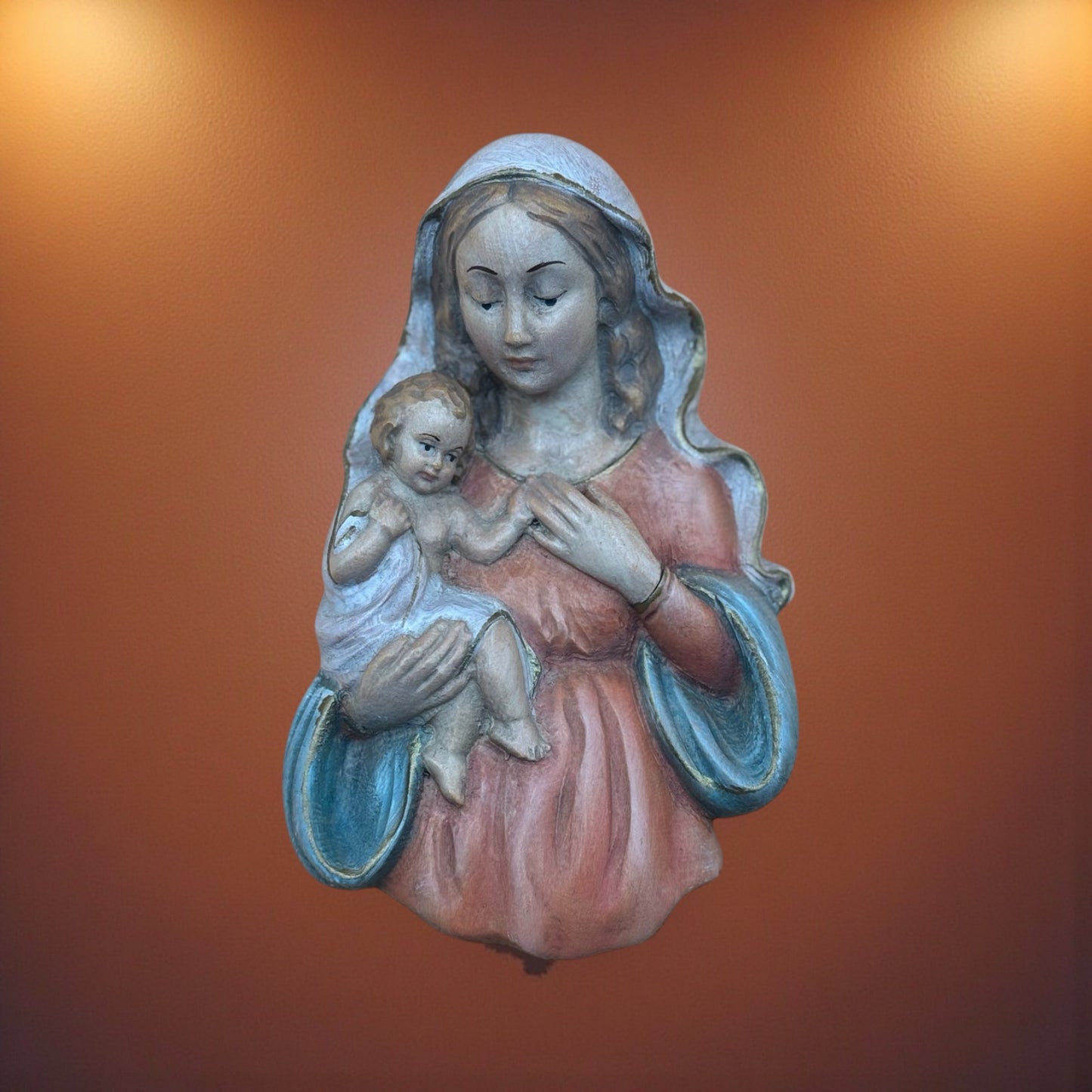 W. u. M. Heinzelier Wood Carved Madonna and Child — Oberammergau Germany