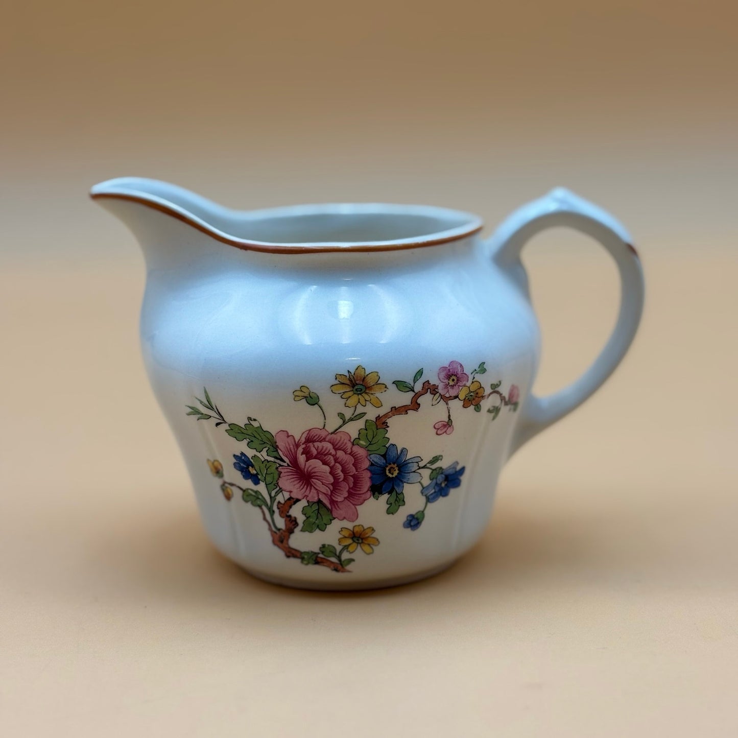Vintage Ivory China Floral Creamer with Gold Trim K.T.&K.
