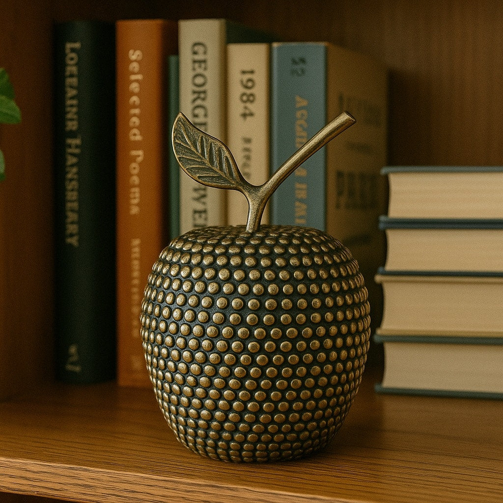 Vintage Brass Studded Apple Sculpture