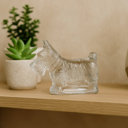 Vintage Clear Glass Scottie Dog Figurine – 4.25” Long – Depression Glass Style