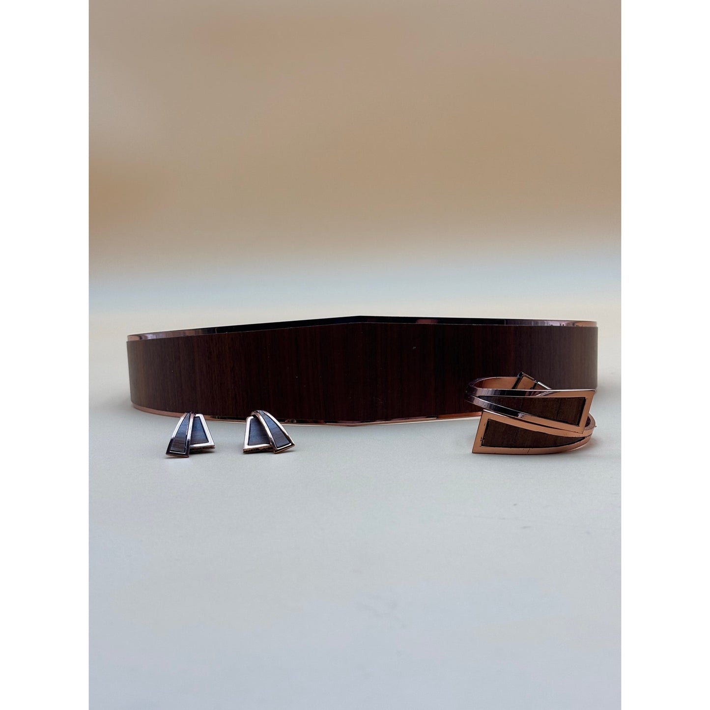 Matisse Renoir Copper Enamel Jewelry Set – Belt, Bracelet & Clip-On Earrings