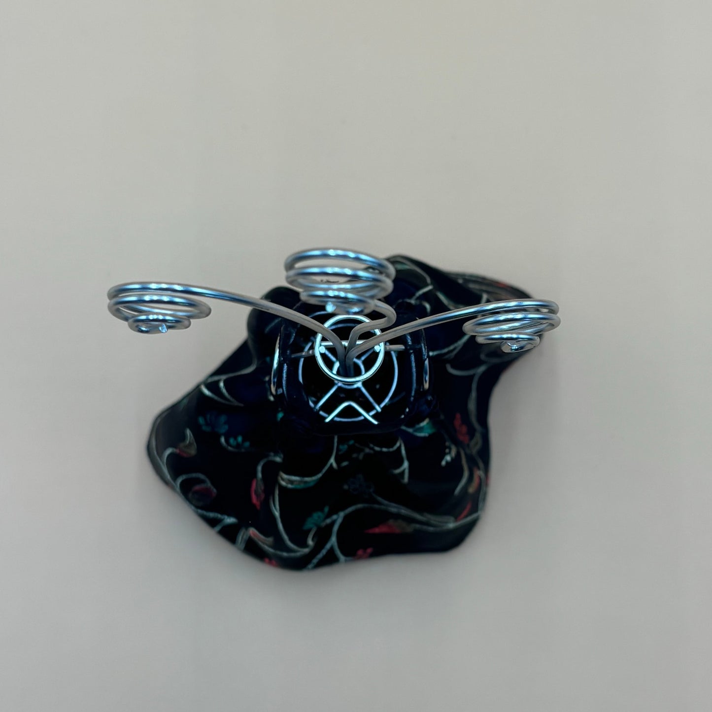 Mini Dress Form Photo/Card Holder - Black Floral Embroidery