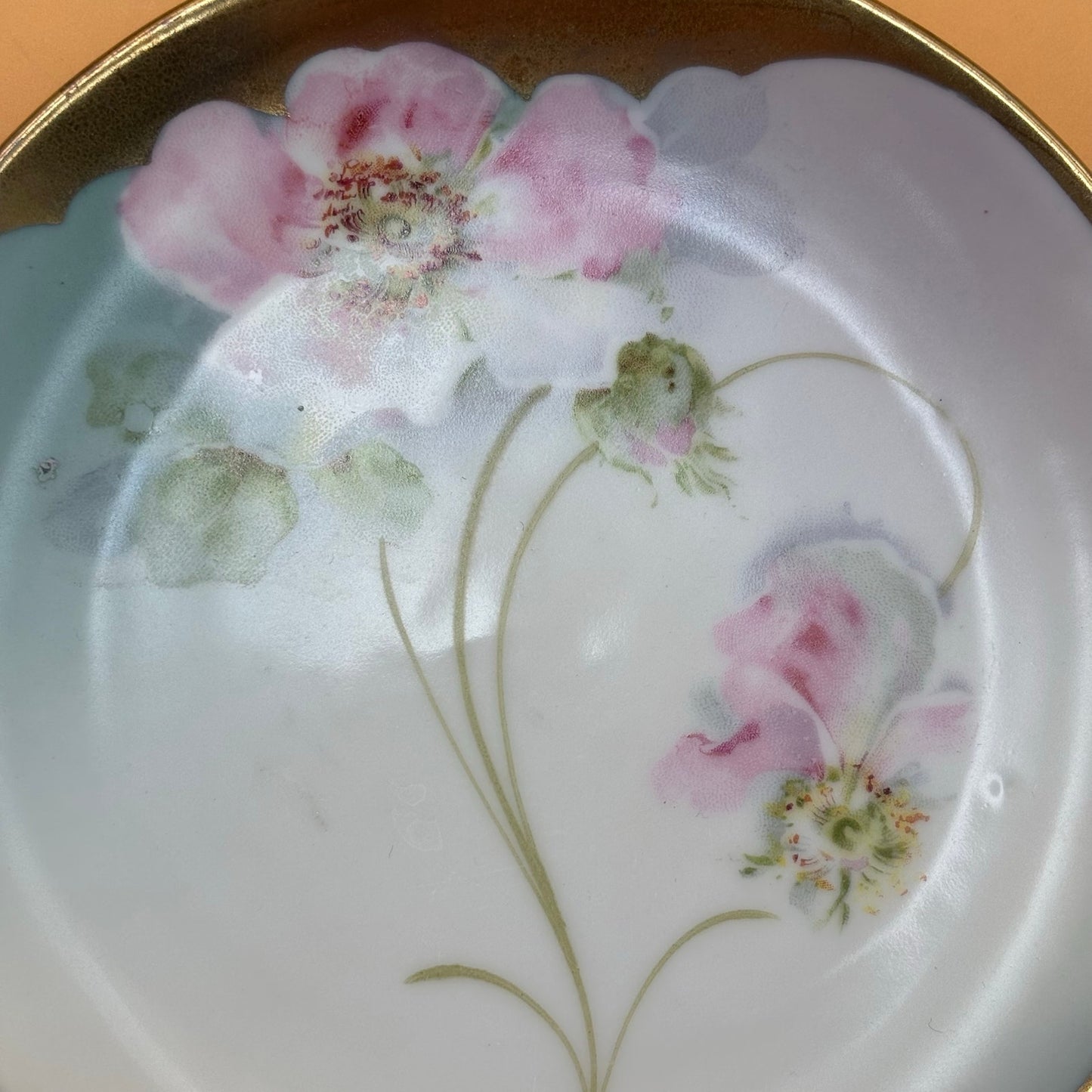 Antique PM Bavaria Hand-Painted Floral Porcelain Plate – 6”