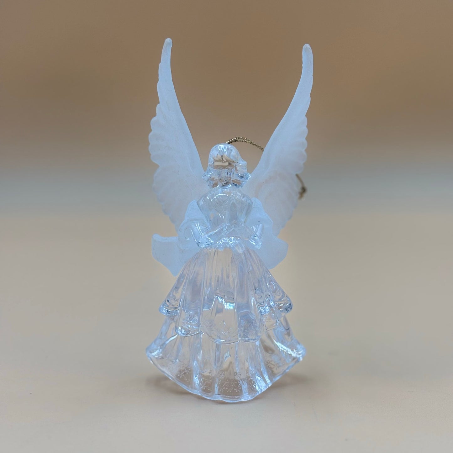 Clear Acrylic Angel Ornament with Frosted Wings 5.25 in.