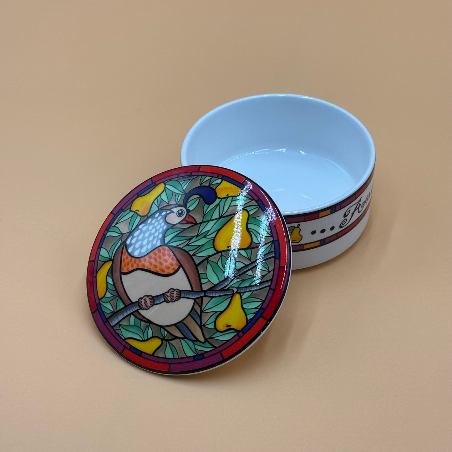 Vintage Mikasa "Pear Tree" Lidded Ceramic Box by Dan Scannell 1980s-90s