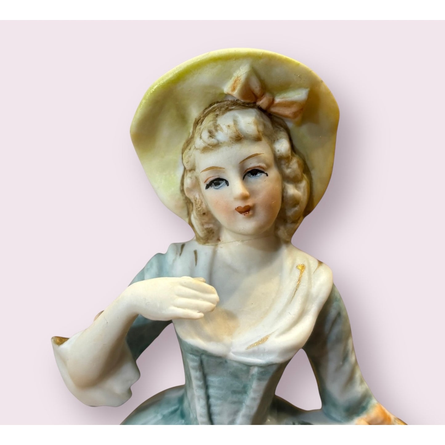 Vintage Porcelain Lady with Flower Basket Figurine - 6.25”