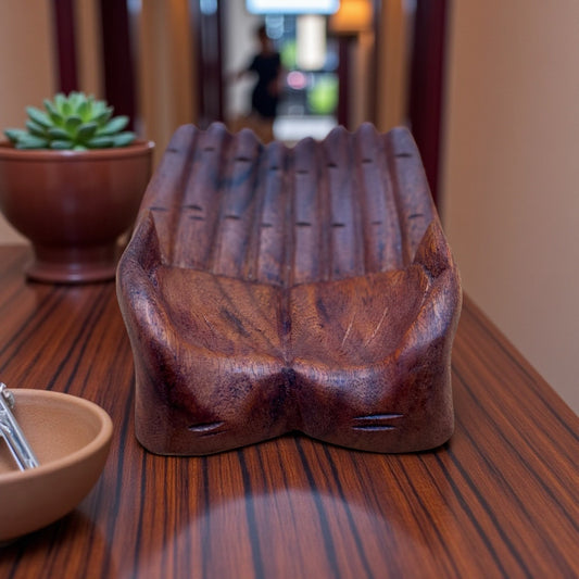 Hand-Carved Wooden Offering Hands Bowl (Indonesia)