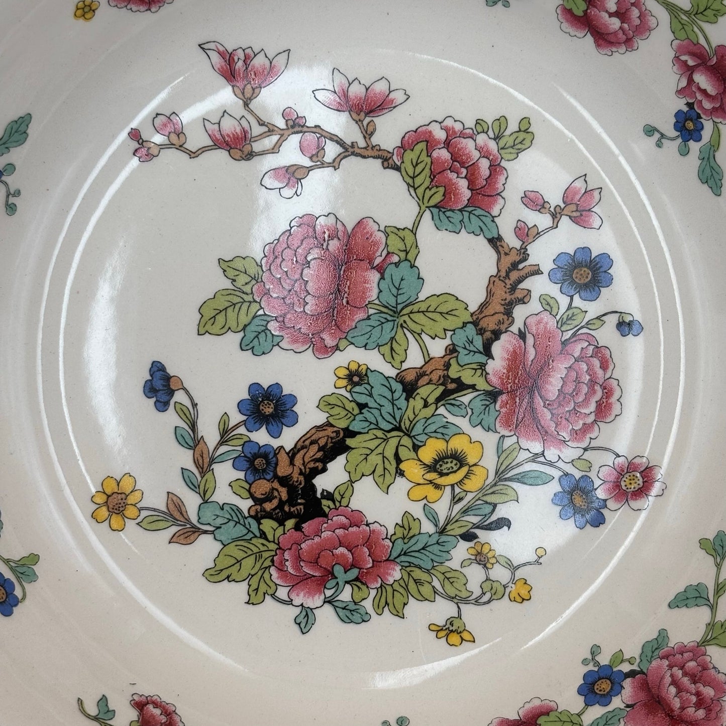 Steubenville Indian Vintage Tree Bowl — Floral with Gold Trim