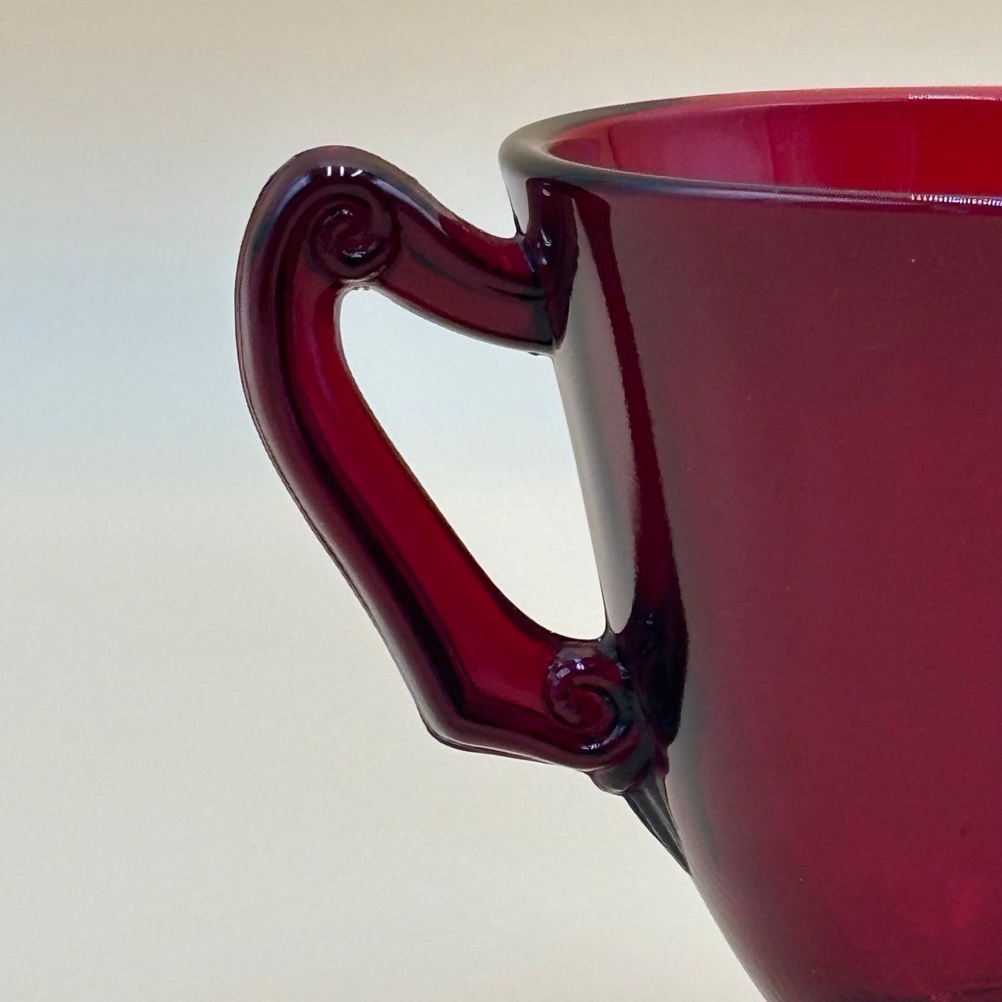 Vintage Ruby Red Glass Creamer & Sugar Set - Starburst Bottom