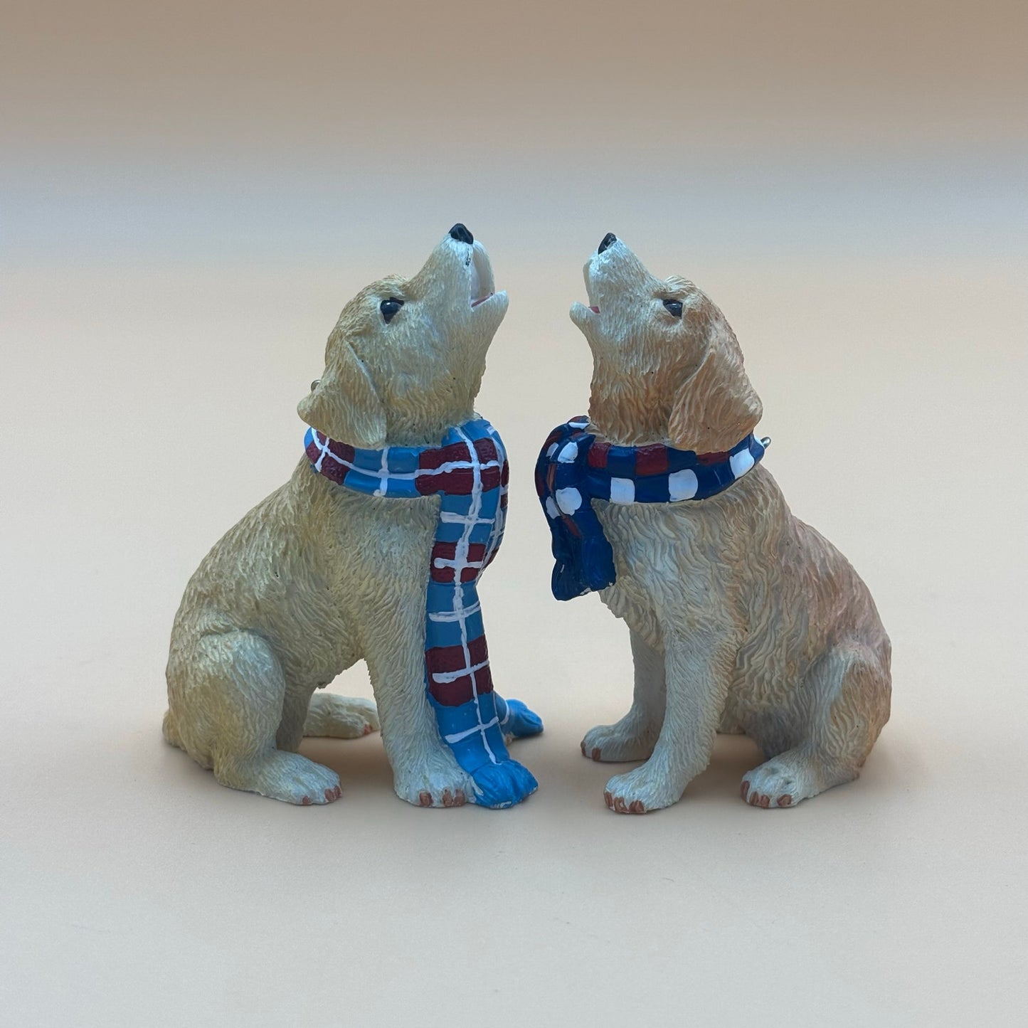 Pair of Golden Retriever Dog Ornaments with Scarves