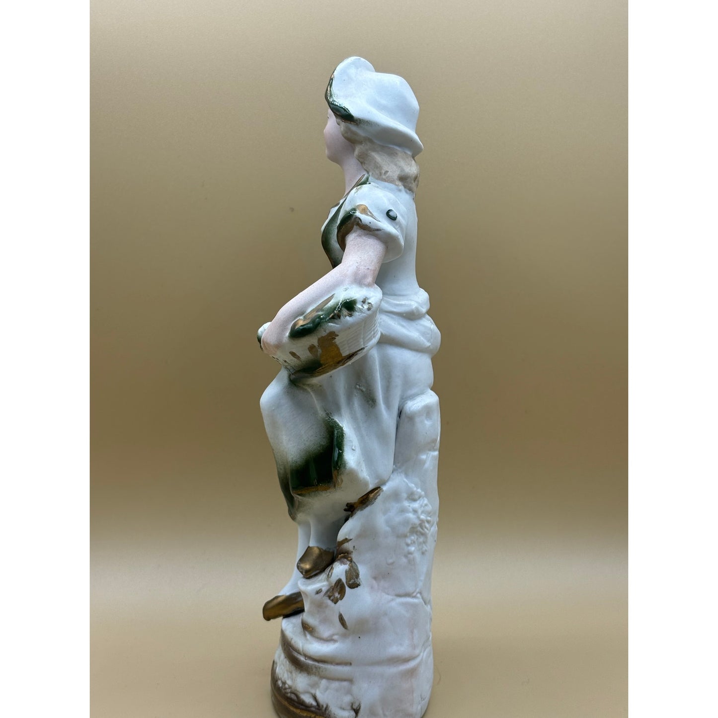 VTG Colonial Peasant Girl Figurine - 9-inch Porcelain