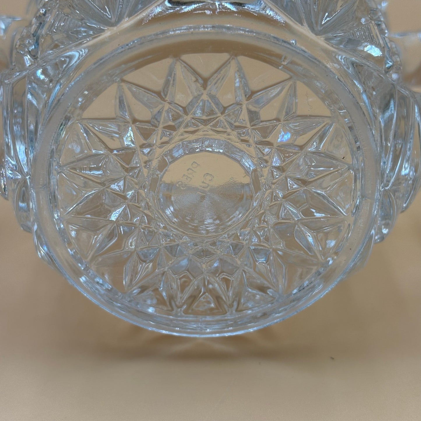 Vintage Cut Crystal Sugar Bowl with Handles "Candy Dish" - Star Pattern