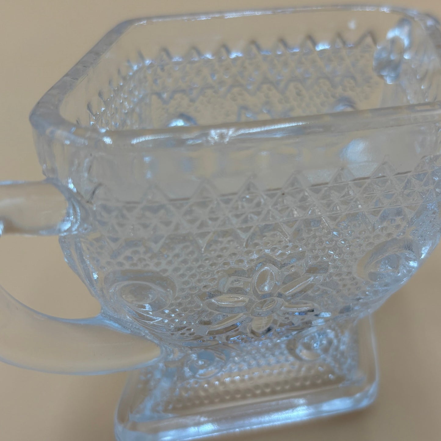 Vintage Indiana Glass Diamond Pattern Sugar and Creamer Set