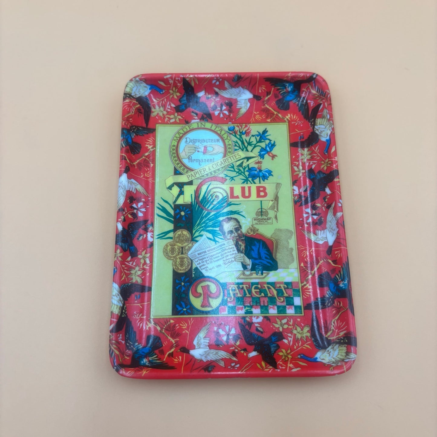 Vintage 1970's Club Modiano “Patent ECHU” Tray – 4” x 6” Made in Italy, Cigarette Paper Design