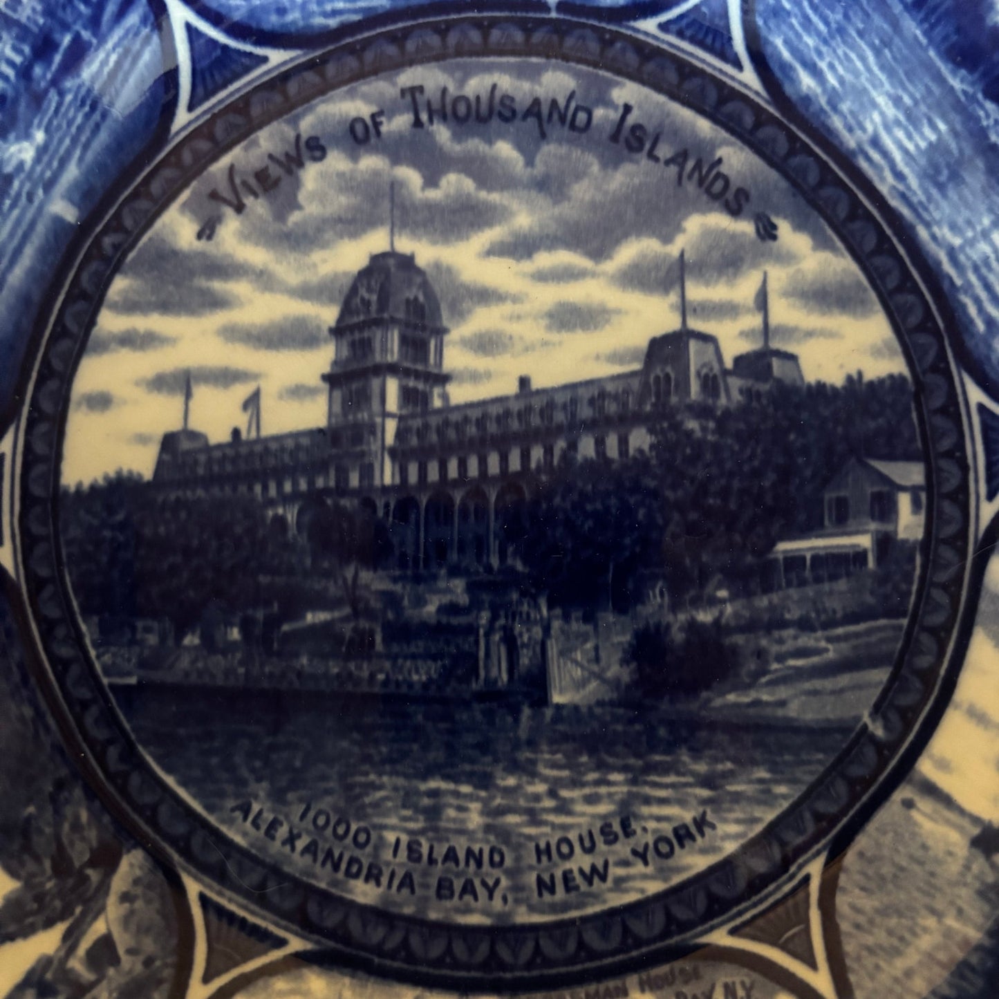 Vintage Staffordshire England Blue & White Plate - Thousand Islands NY