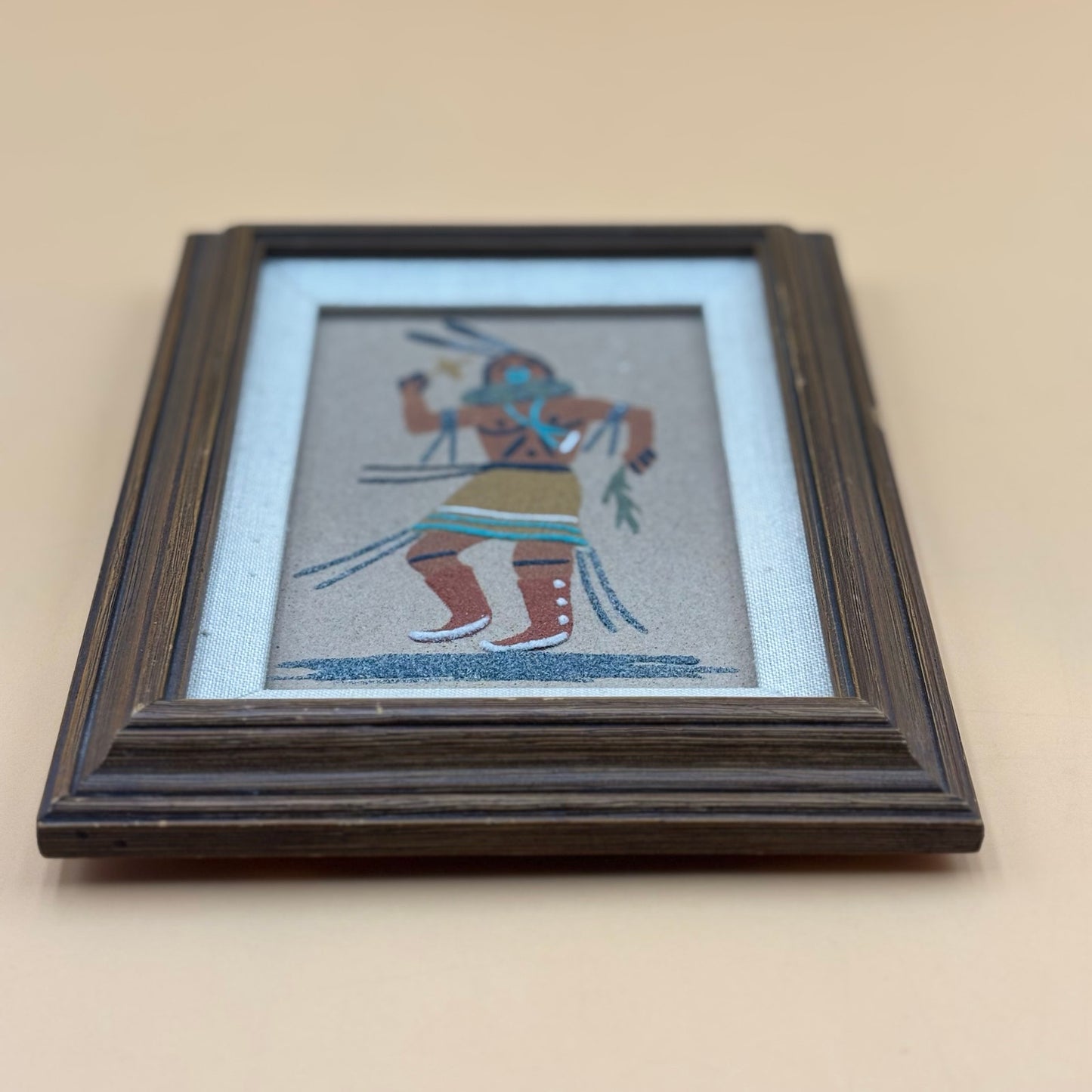 Signed Navajo Sand Painting “Yei Be Chai” by E. Yazzie – Framed Art