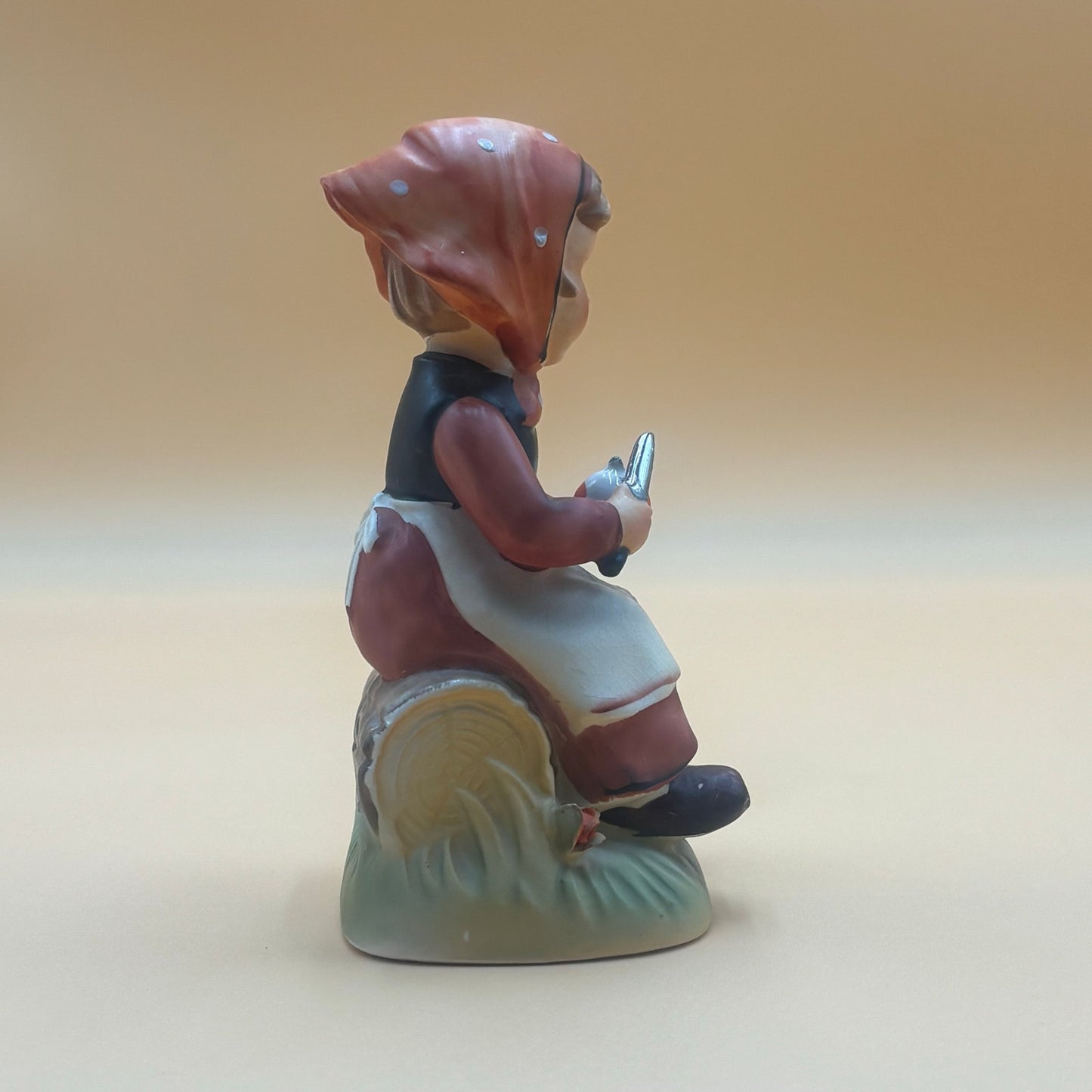 Vintage Erich Stauffer Figurine - Girl Peeling Apples #48512