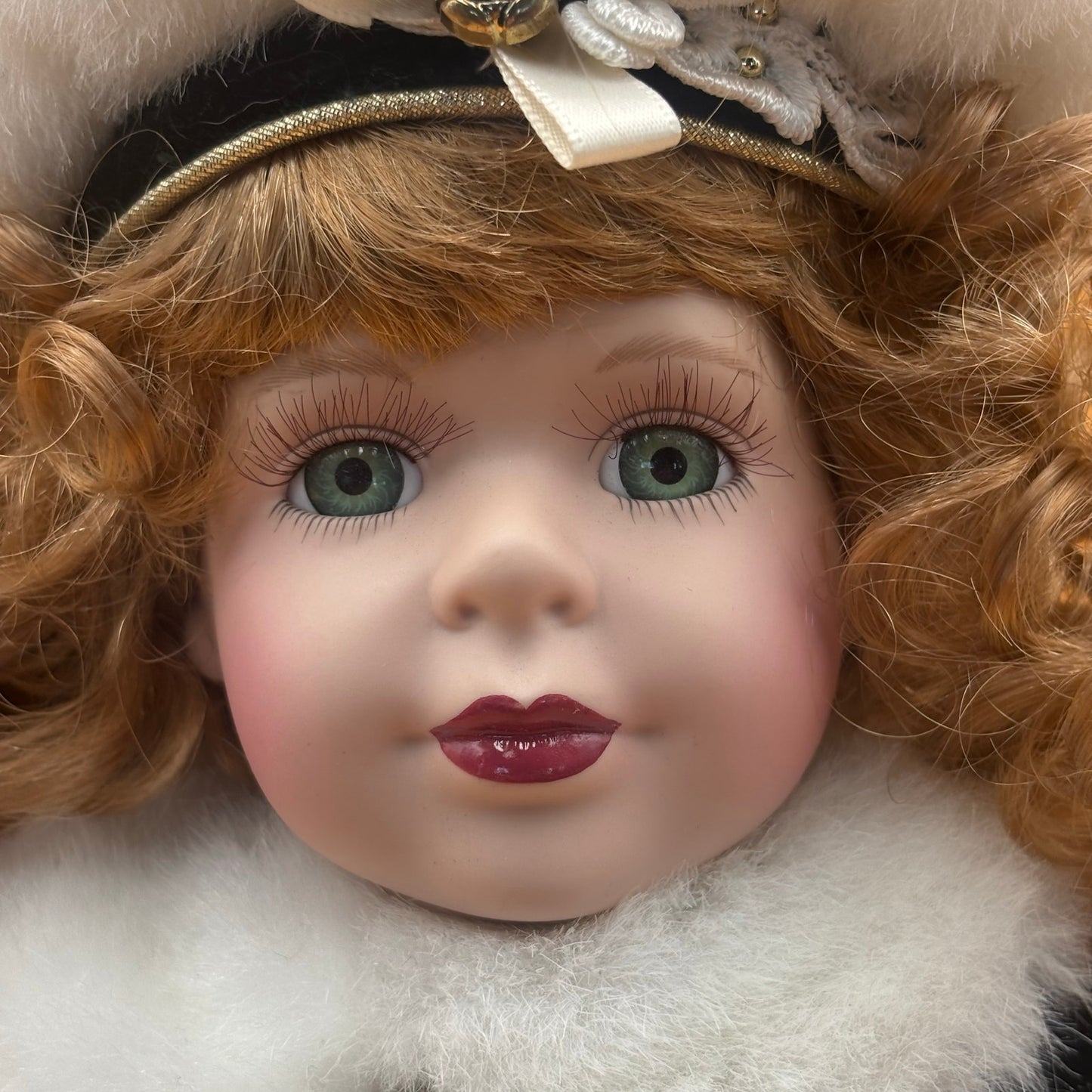 Key to Your Heart Porcelain Doll – Victorian Velvet & Lace Coat with Gold Key