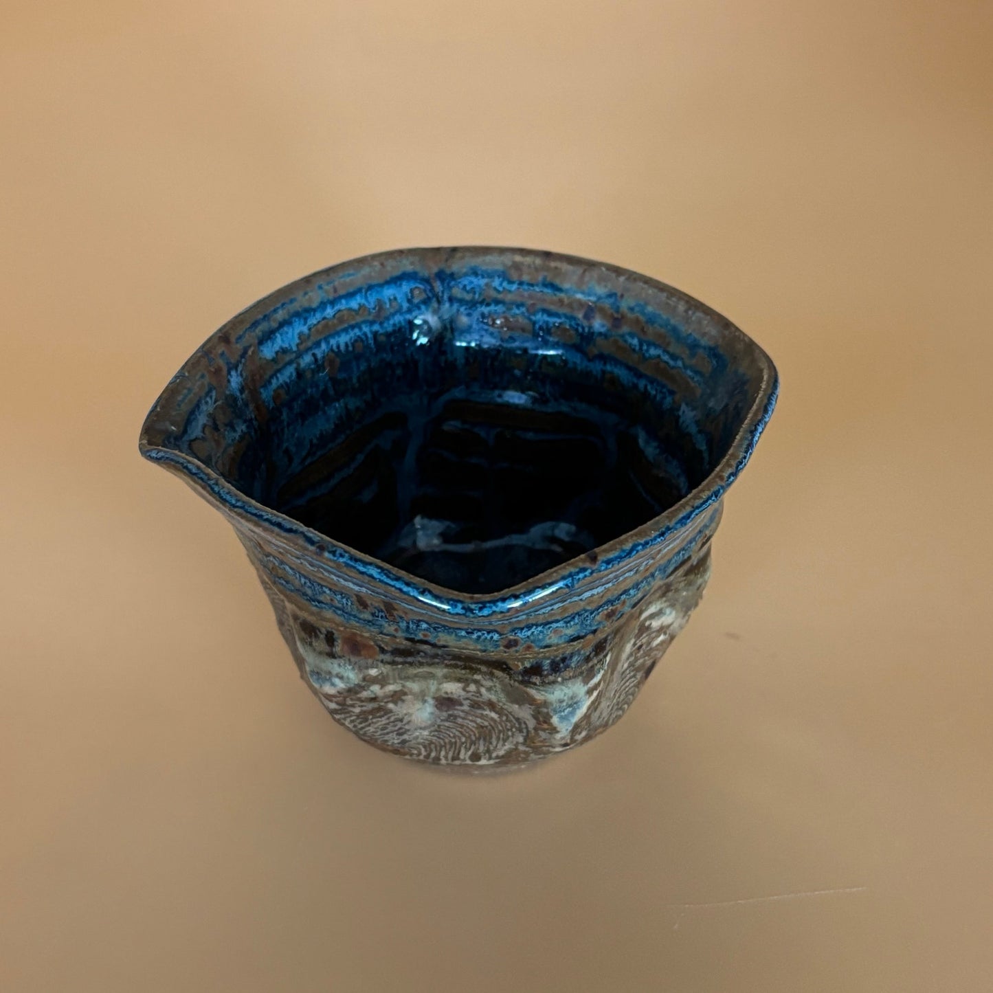 Signed Caruso Studio Pottery Bowl – Blue & Earth-Toned Glaze