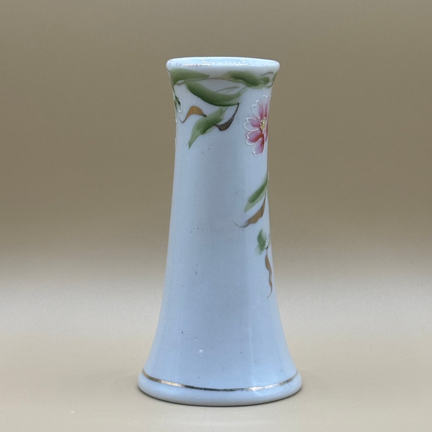 Vintage Hand-Painted Hat Pin Holder - Pink Florals with Gold Accents