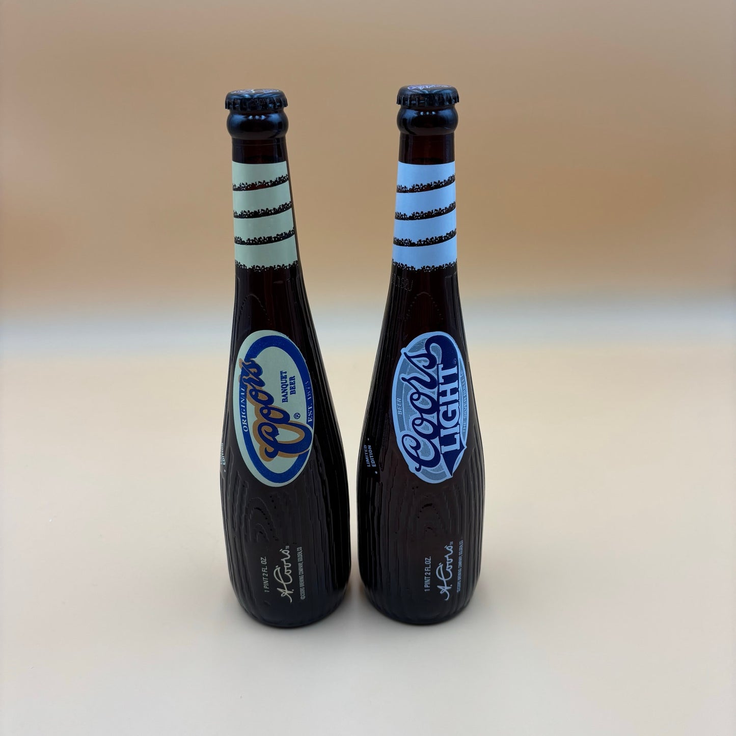Set of 2 Coors Limited Edition Glass Bottles – Banquet & Light