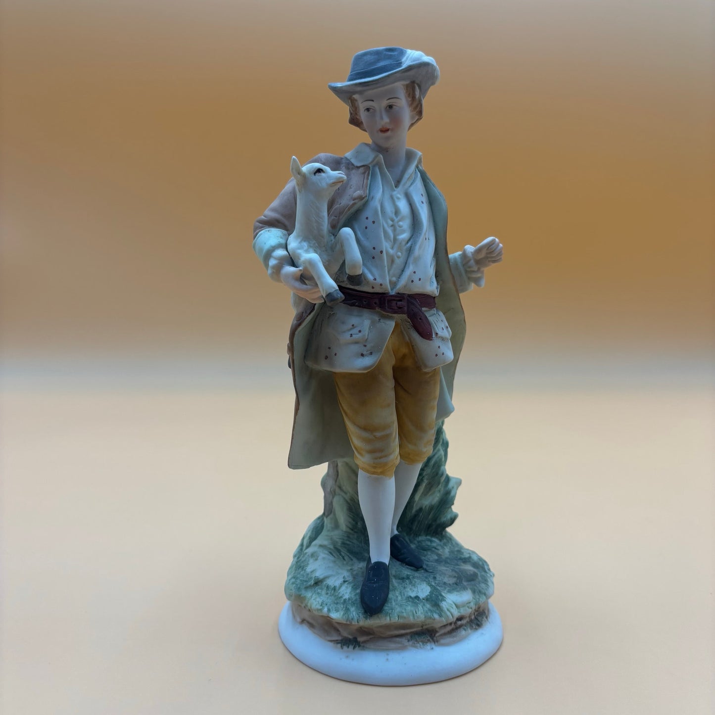 Lefton China KW3843 Hand-Painted Figurine Pair – Basket & Lamb Theme