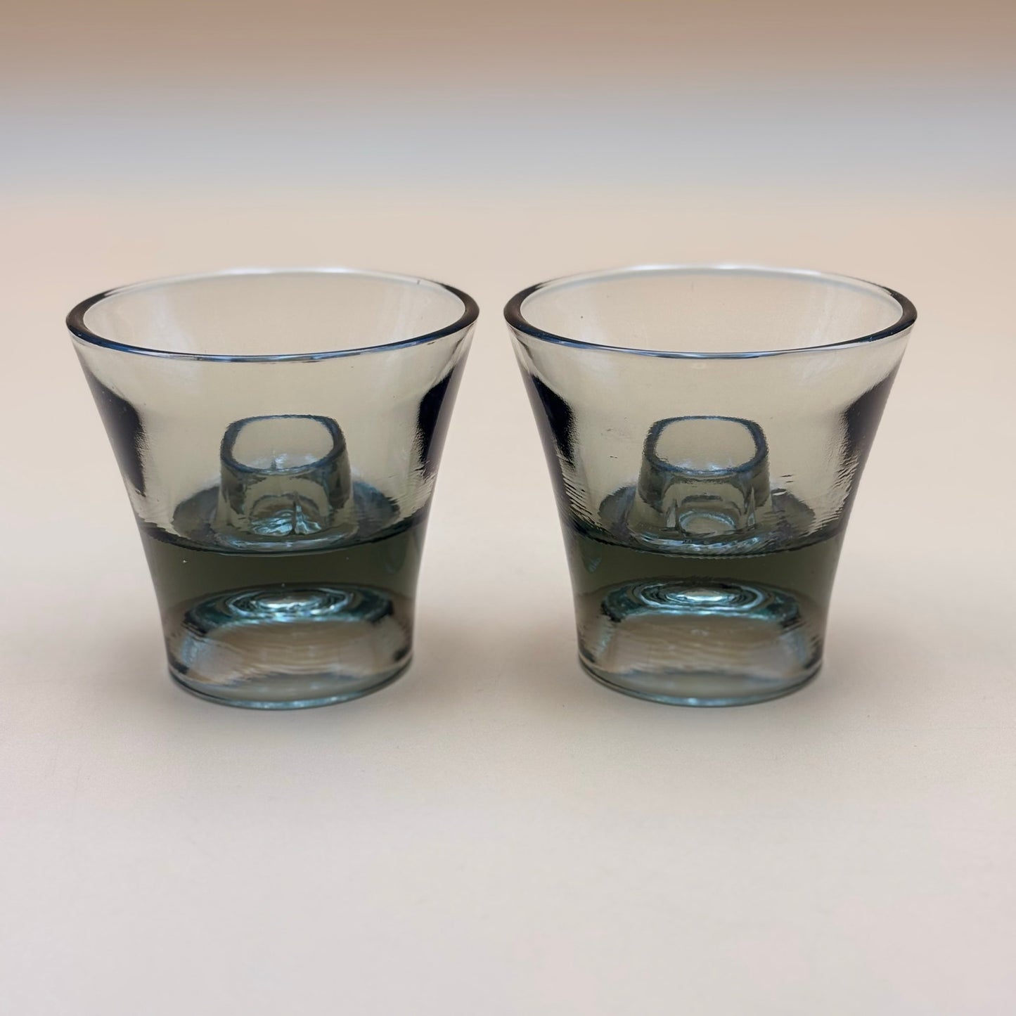 Smoky Gray Glass Taper Candle Holders Set of 2