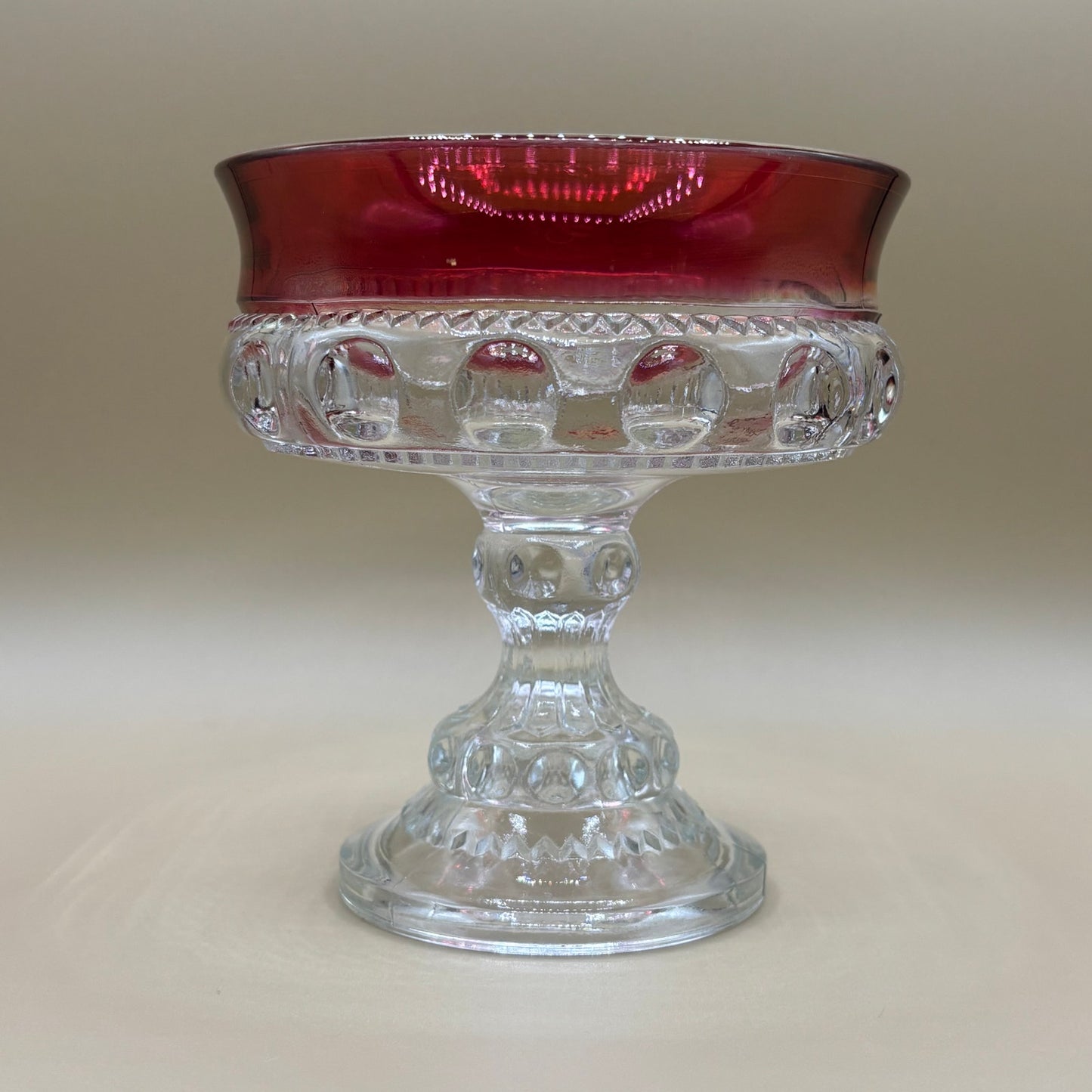 Vintage Kings Crown Ruby Flash Compote/Candy Dish