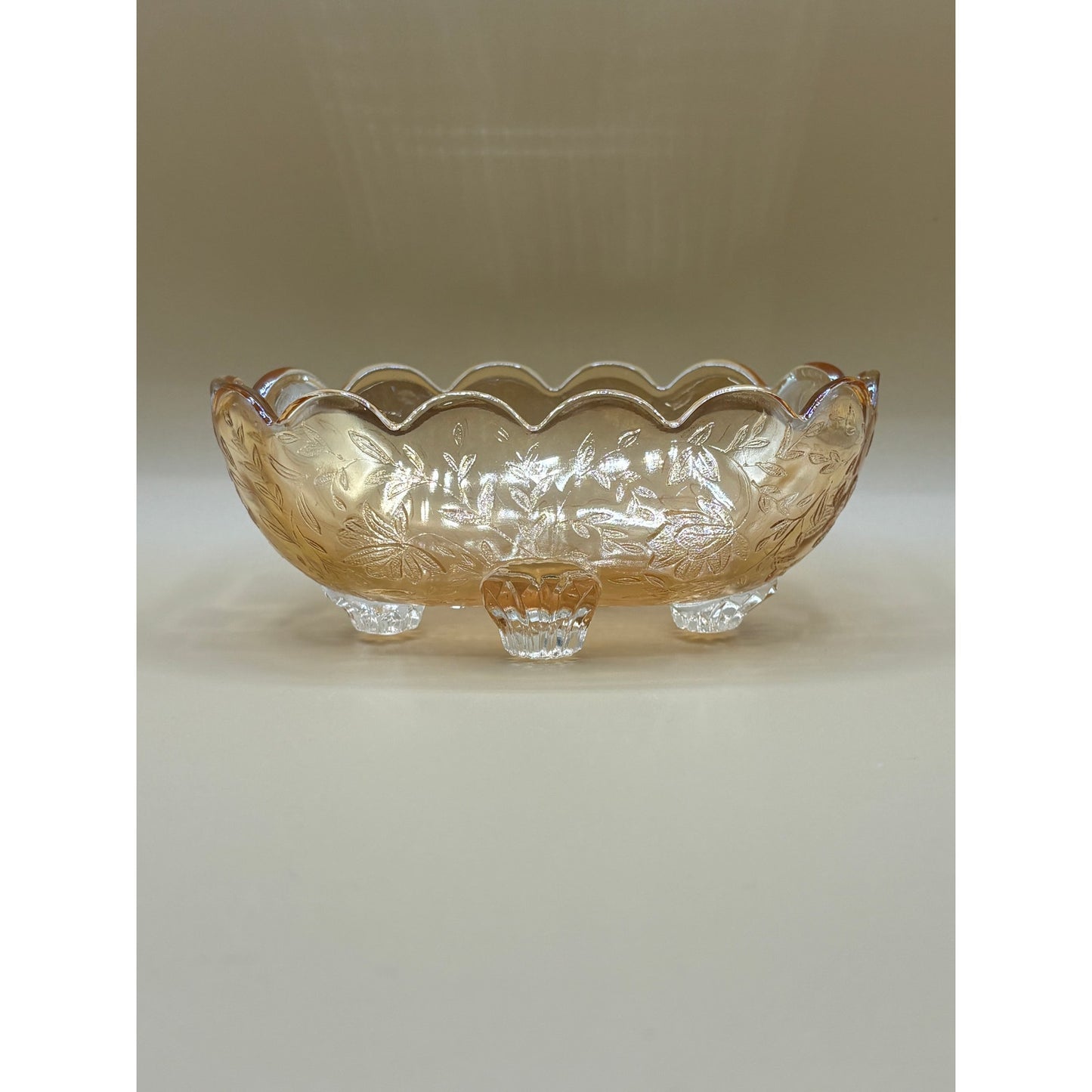 Iridescent Louisa Pattern Candy Dish - Beautiful Decorative Bowl Peach Yellow and Gold