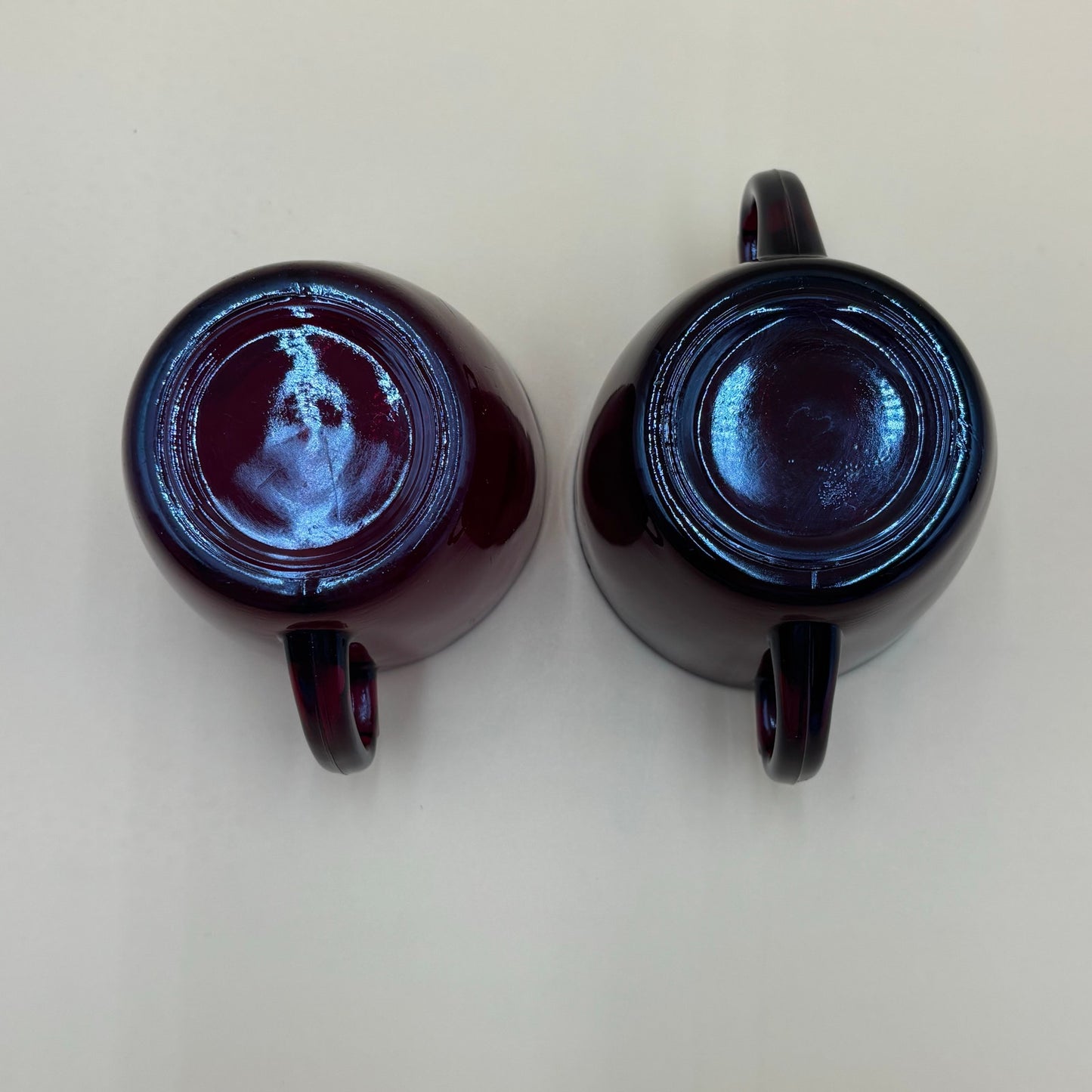 Vintage Ruby Red Glass Creamer & Sugar Set