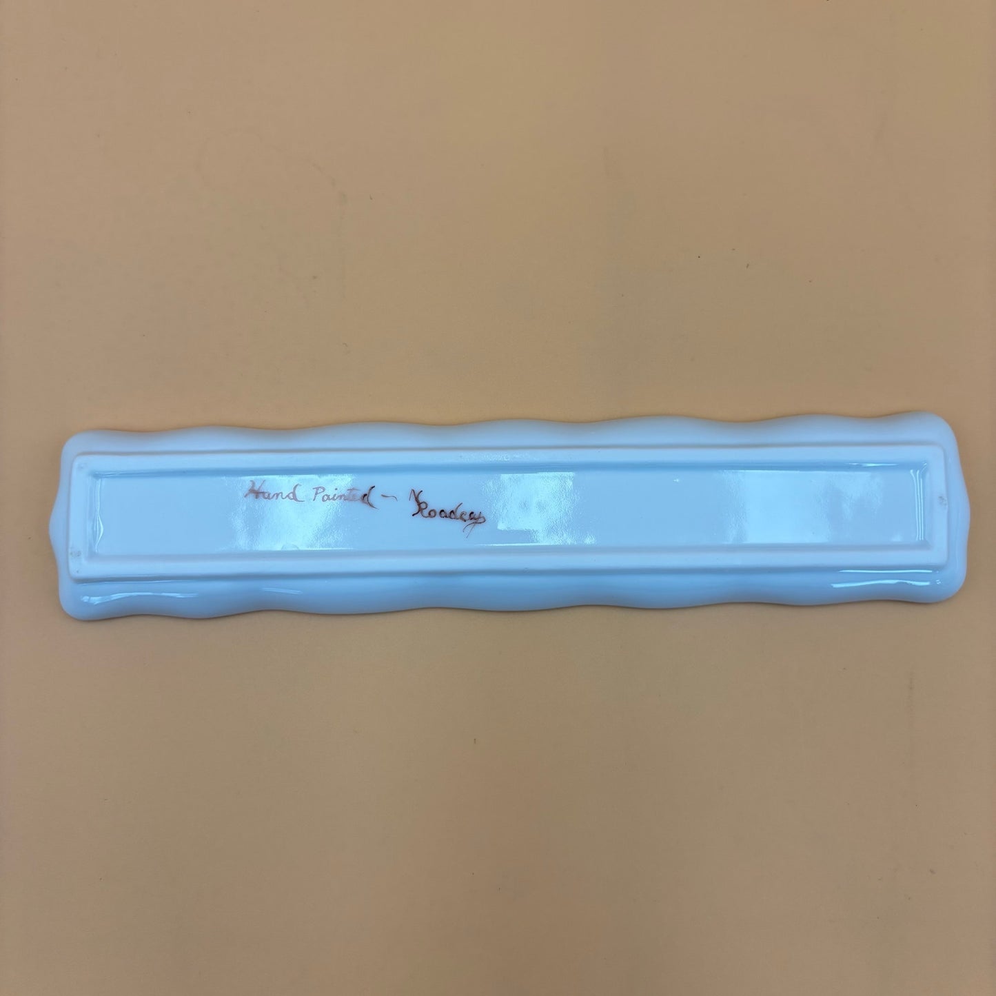 Vintage Hand Painted Porcelain Tray with Pink Roses and Gold Trim