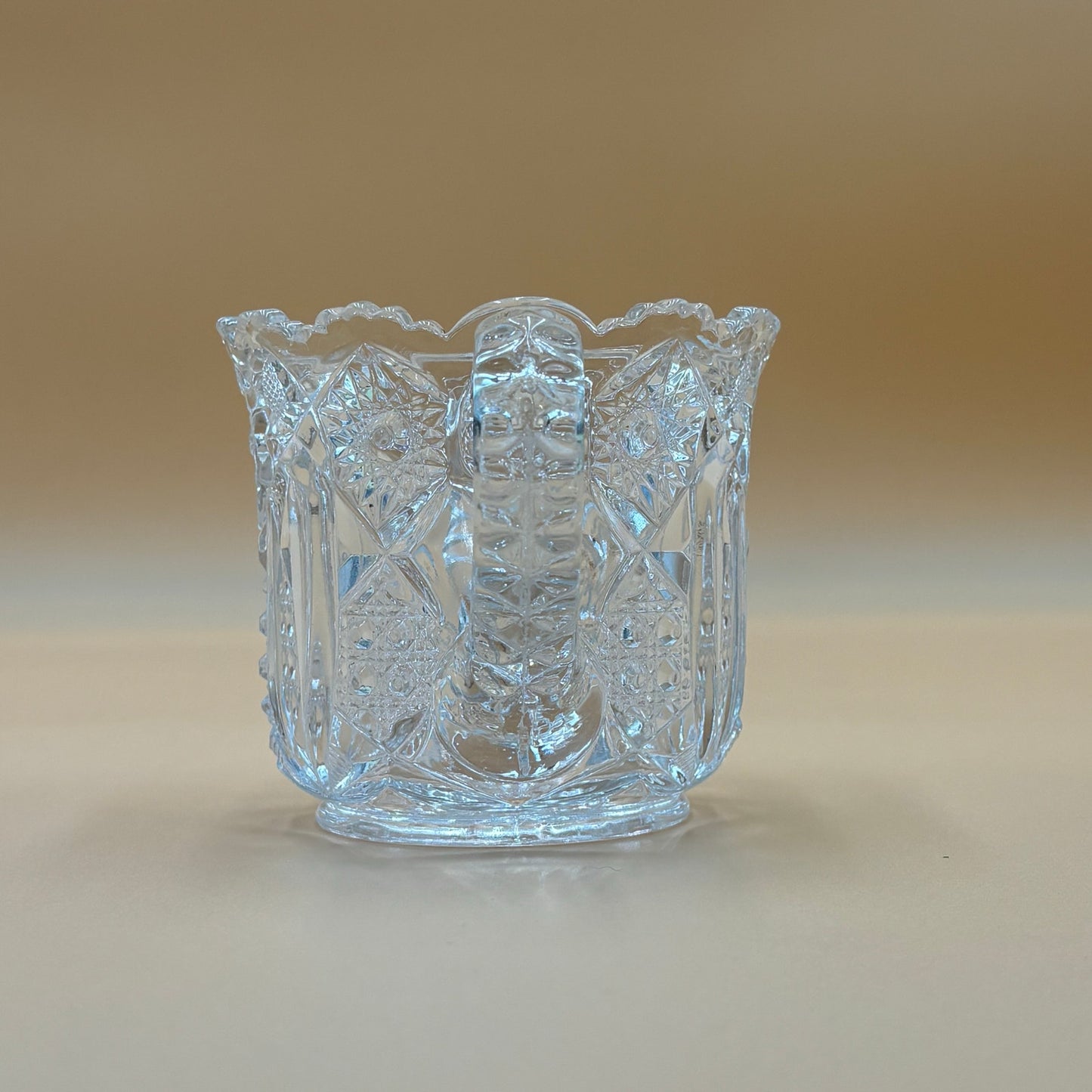 Vintage Cut Crystal Sugar Bowl with Handles "Candy Dish" - Star Pattern