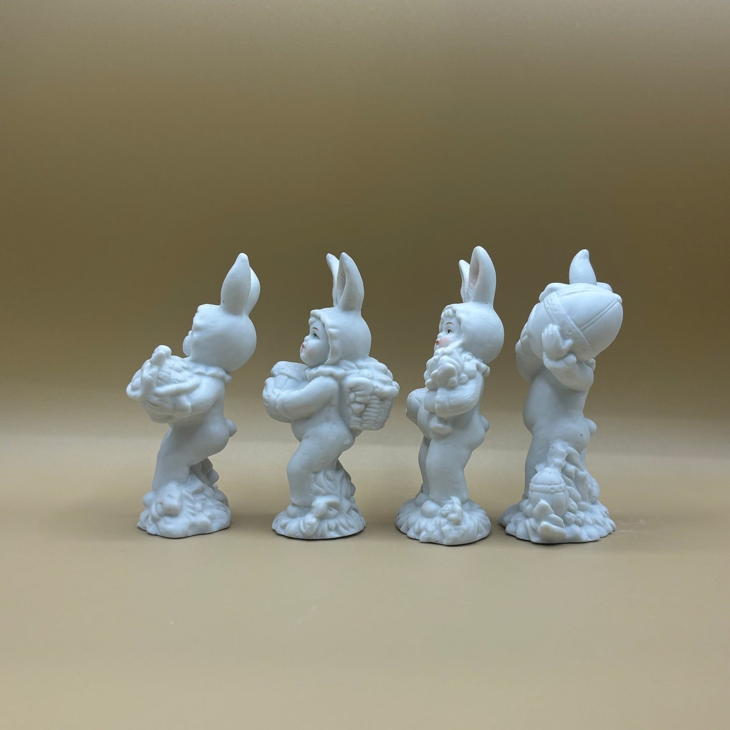 VTG Set of 4 White Porcelain Easter Bunny Figurines