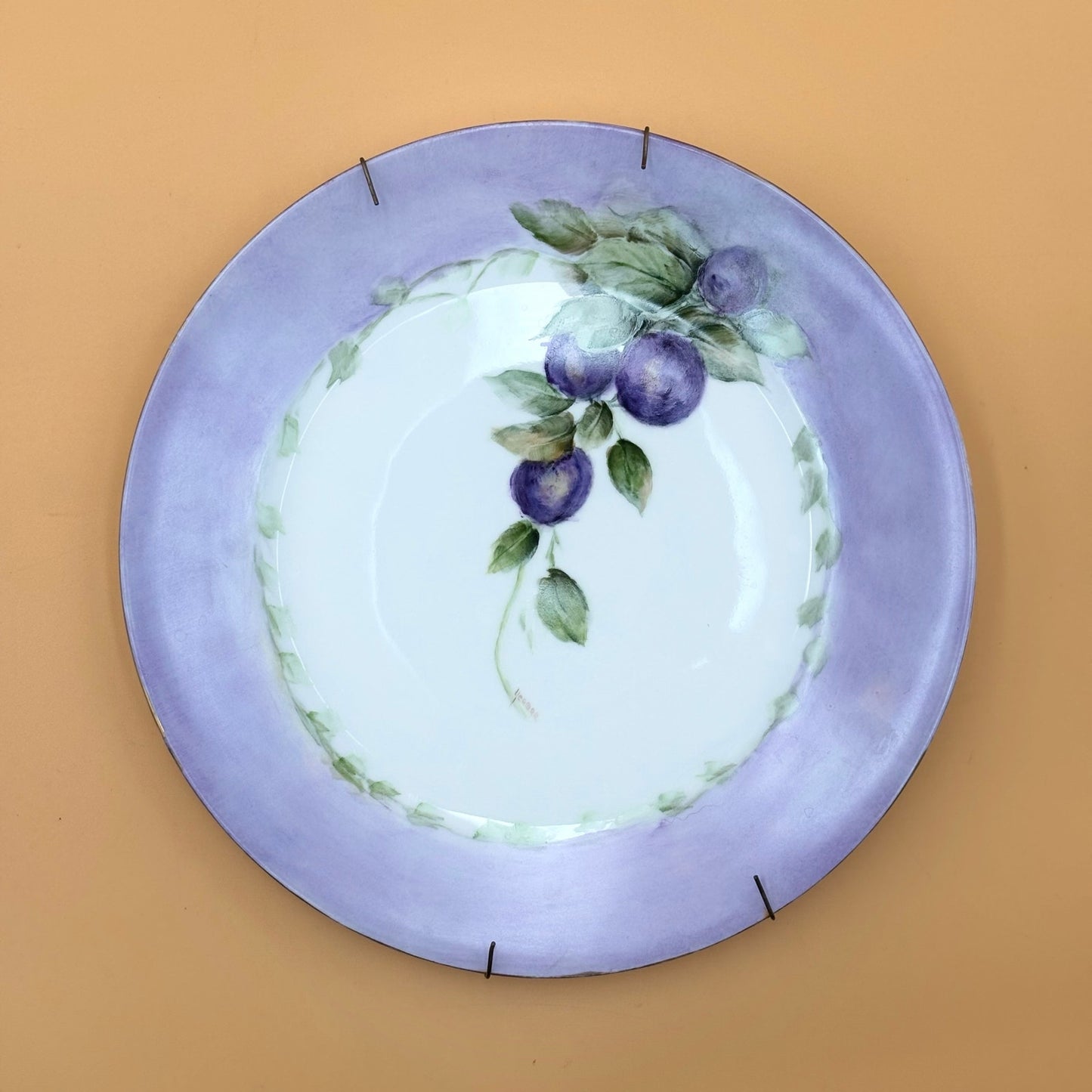 Schönwald Germany Porcelain Plate – Hand-Painted Plum Motif – 10”