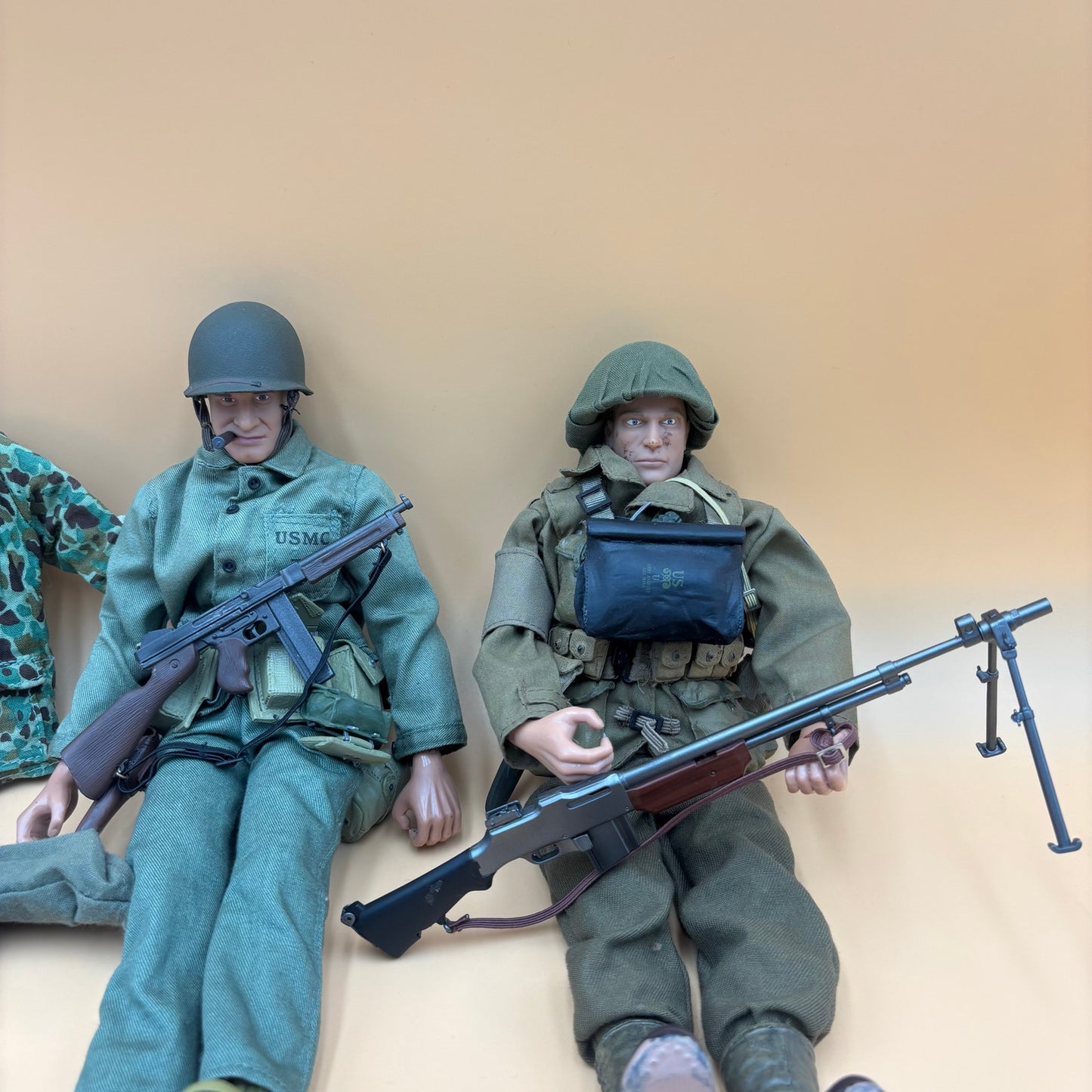 1998 & 2000 21st Century Toys Ultimate Soldier Lot – 12” USMC Marine & Army Figures with Gear, Weapons & Extra Uniforms