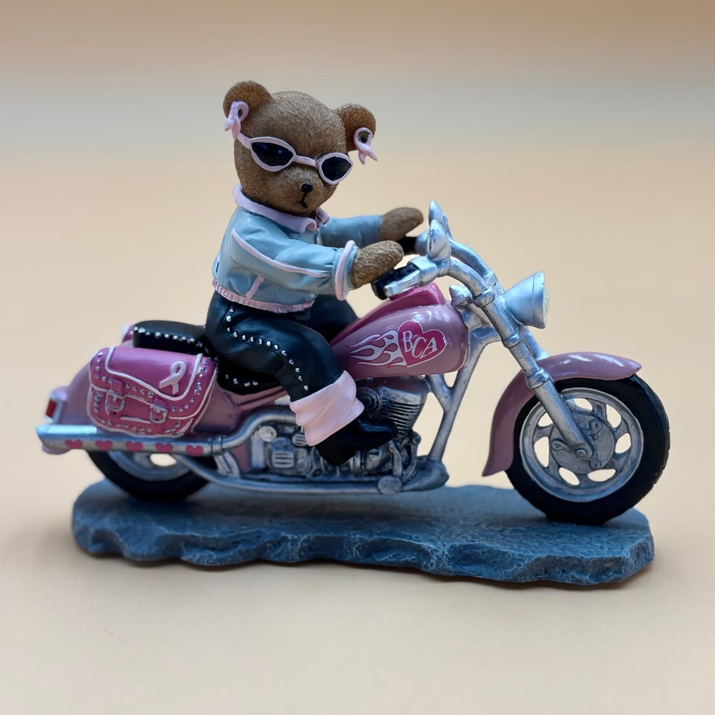 On the Road for a Cure Teddy Bear Motorcycle Figurine