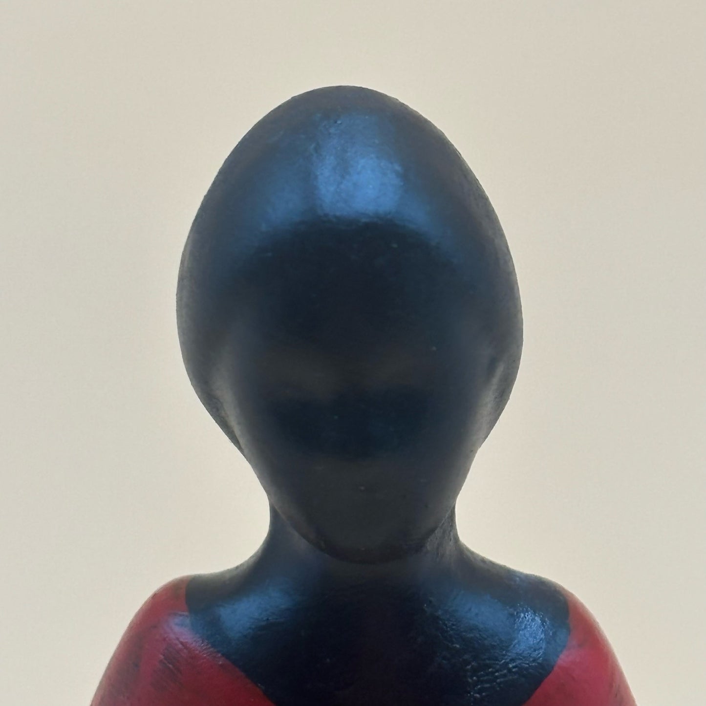 Modern Ceramic Figurine Native American Woman Lotus Pose - Black and Red