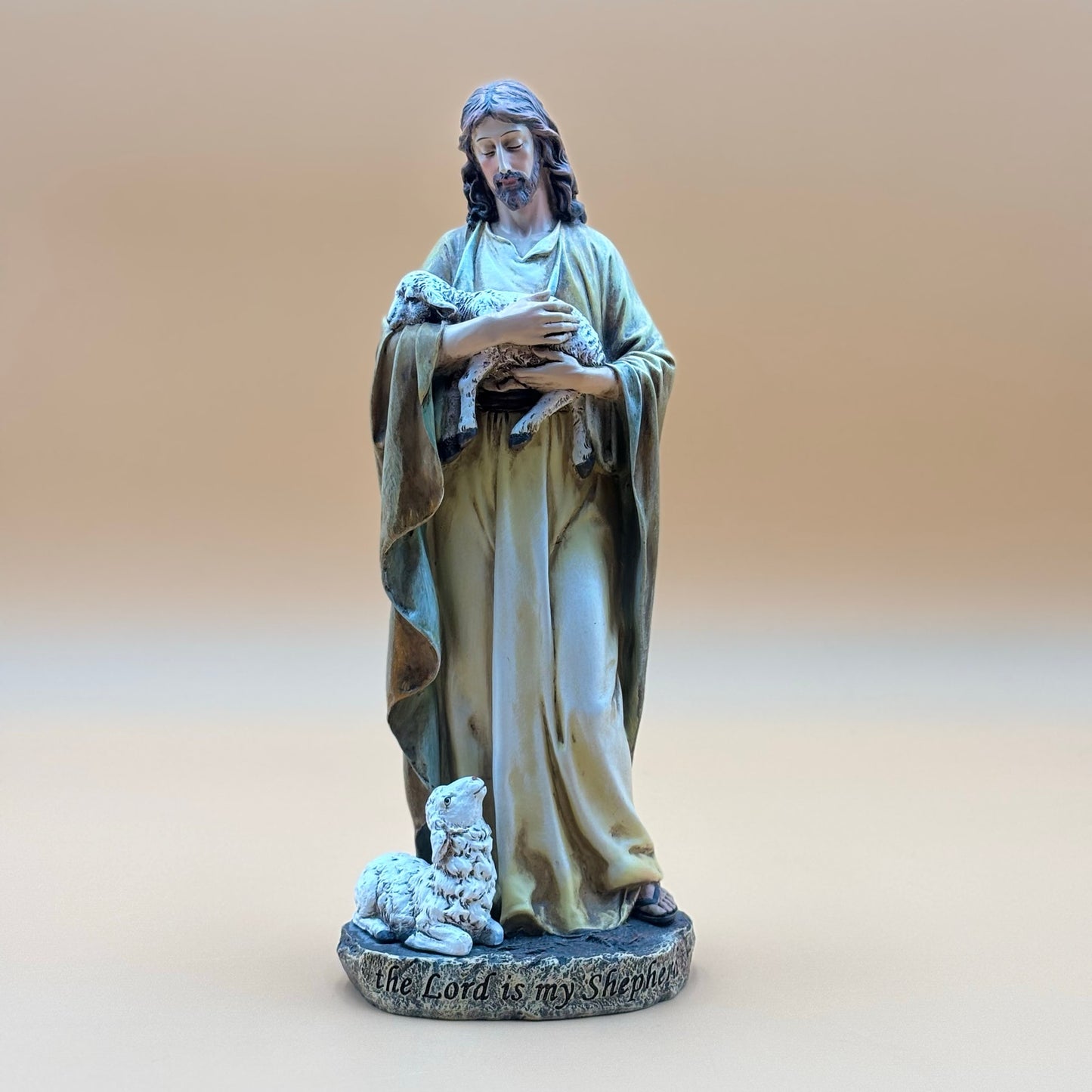 Jesus with Lamb Statue – “The Lord Is My Shepherd” 12"