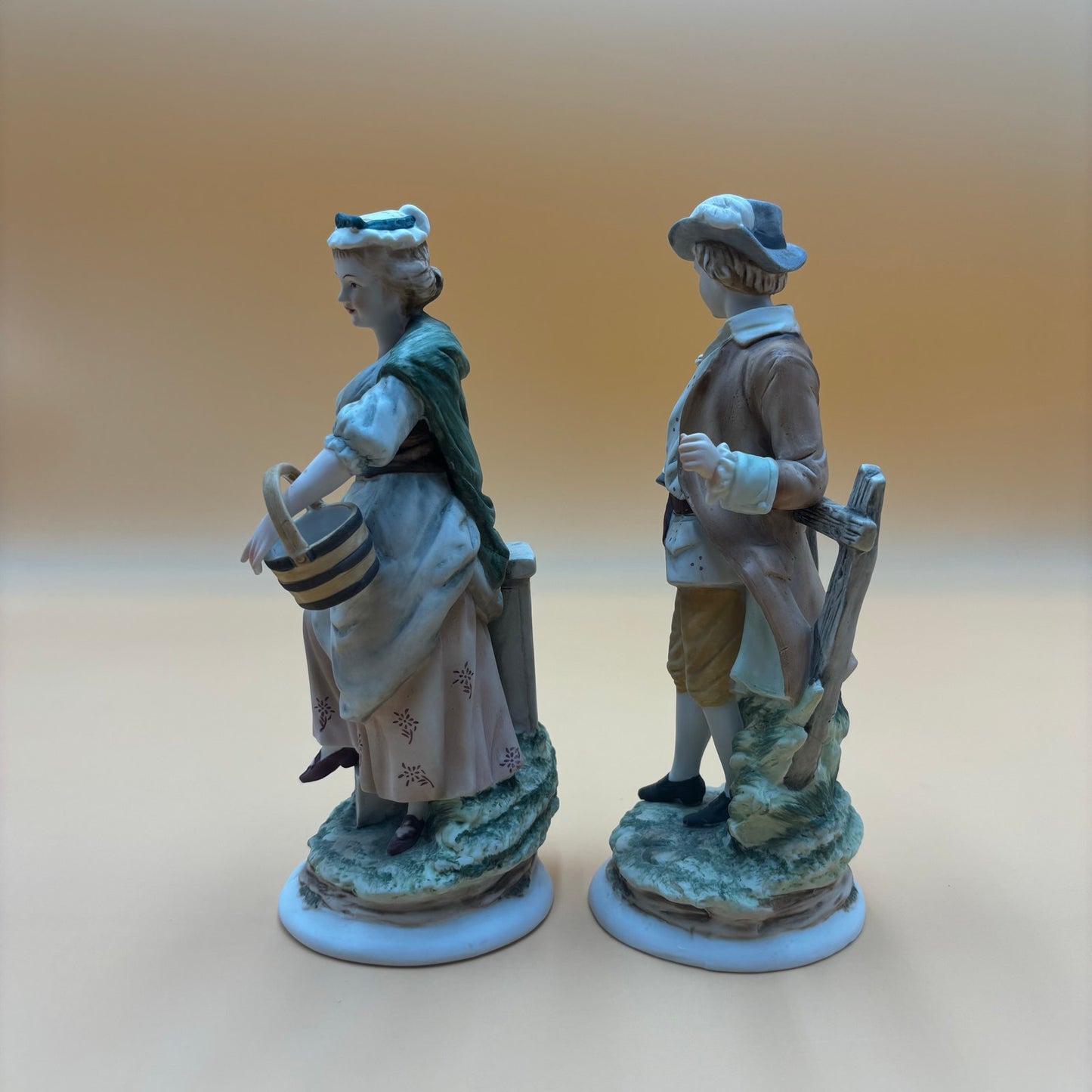 Lefton China KW3843 Hand-Painted Figurine Pair – Basket & Lamb Theme