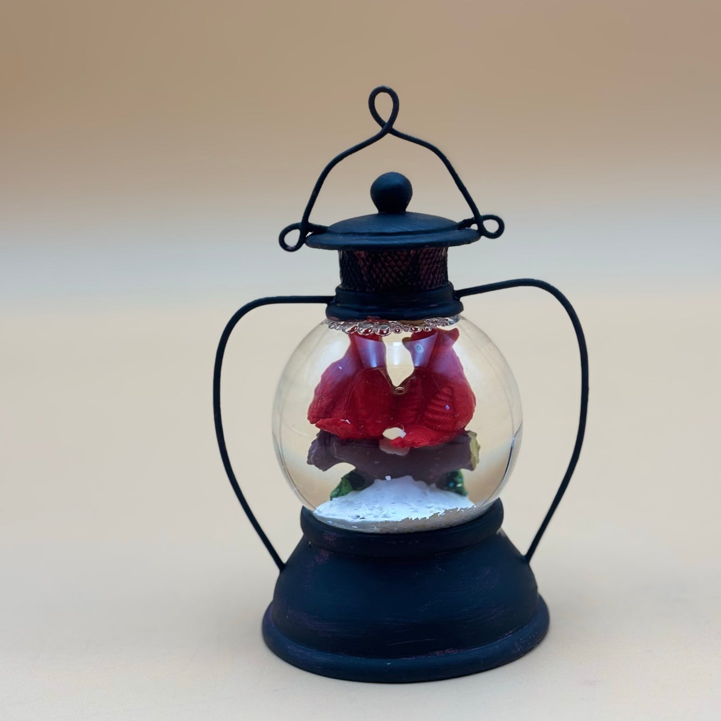 Cardinal Christmas Small Lantern Globe Figurine