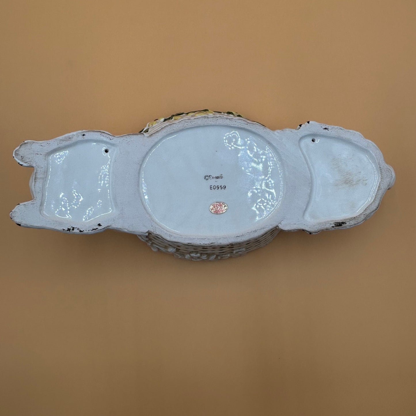 Vintage Enesco Ceramic Easter Bunny Planter/Basket E0559 Large